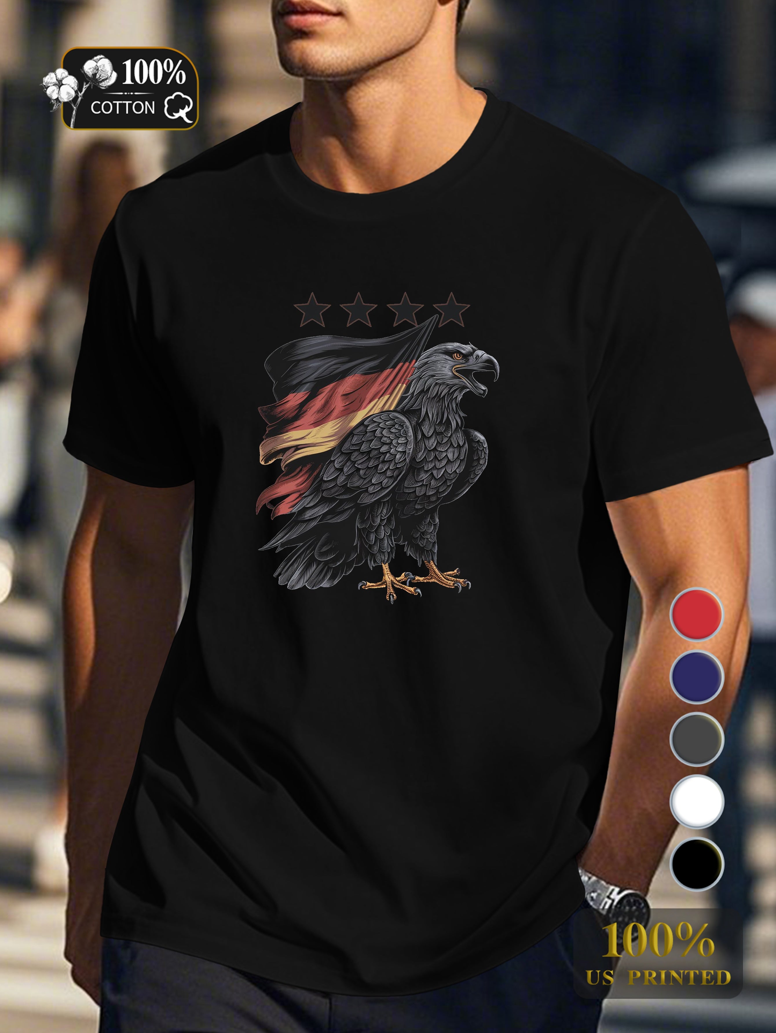 eagle with German flag Men's pure cotton Tshirt Comfort Fit