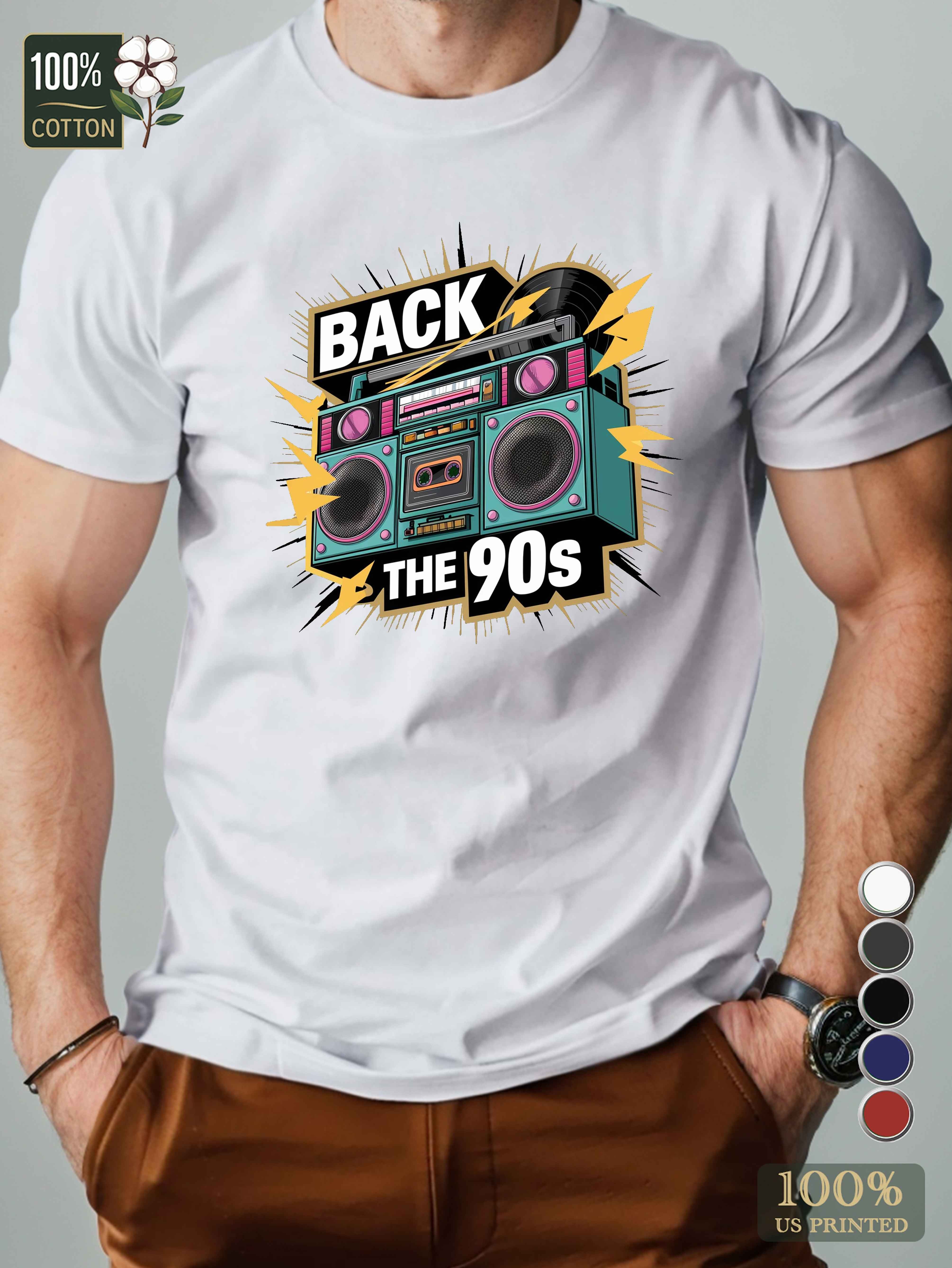 Retro styled boombox illustration Men's pure cotton Tshirt Comfort Fit