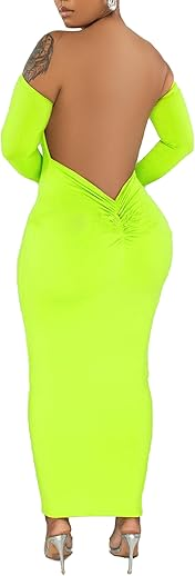 Womens Sexy Long Sleeve Off The Shoulder Maxi Dress