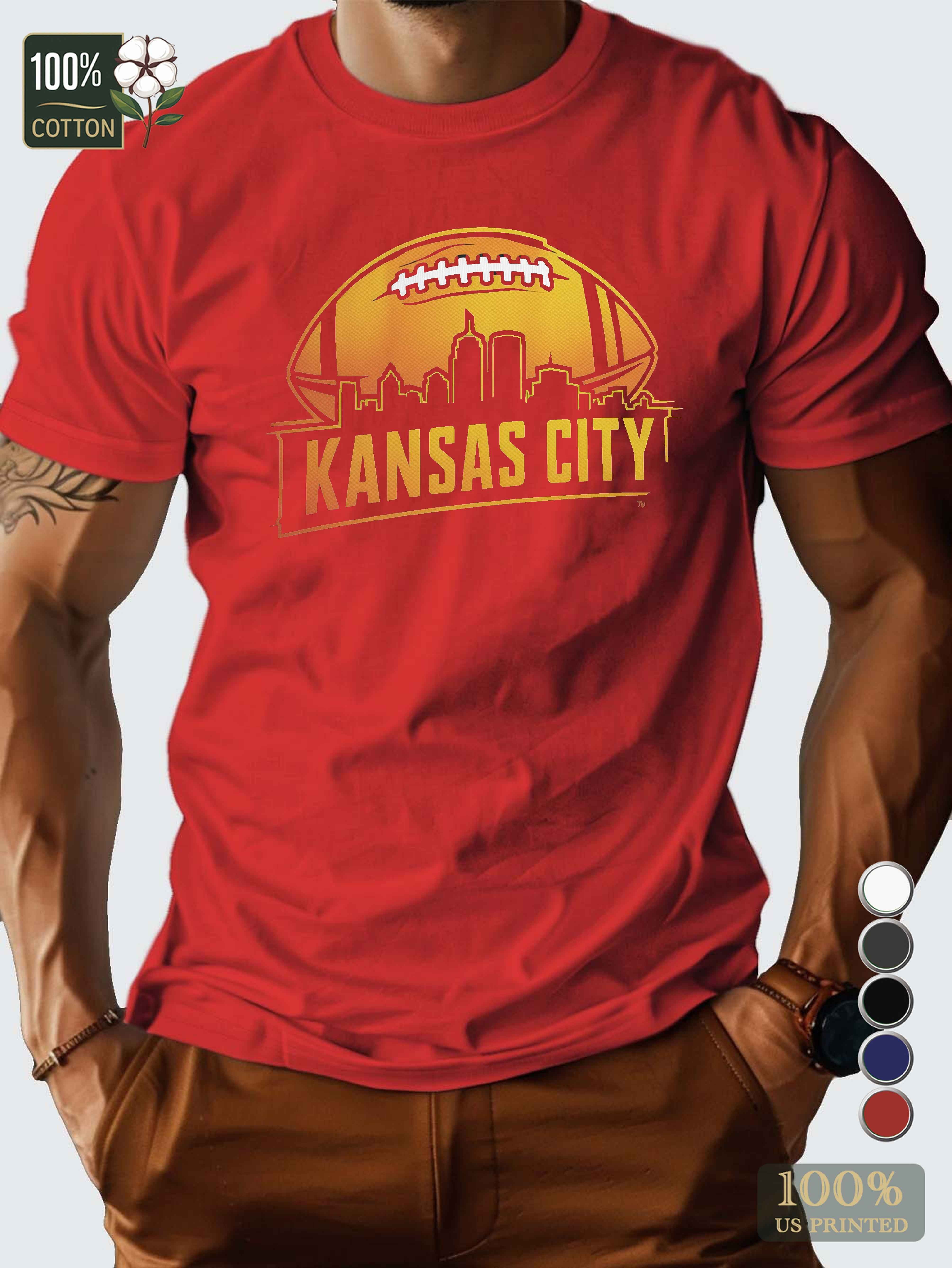 KANSAS CITY football skyline Men's pure cotton Tshirt Comfort Fit