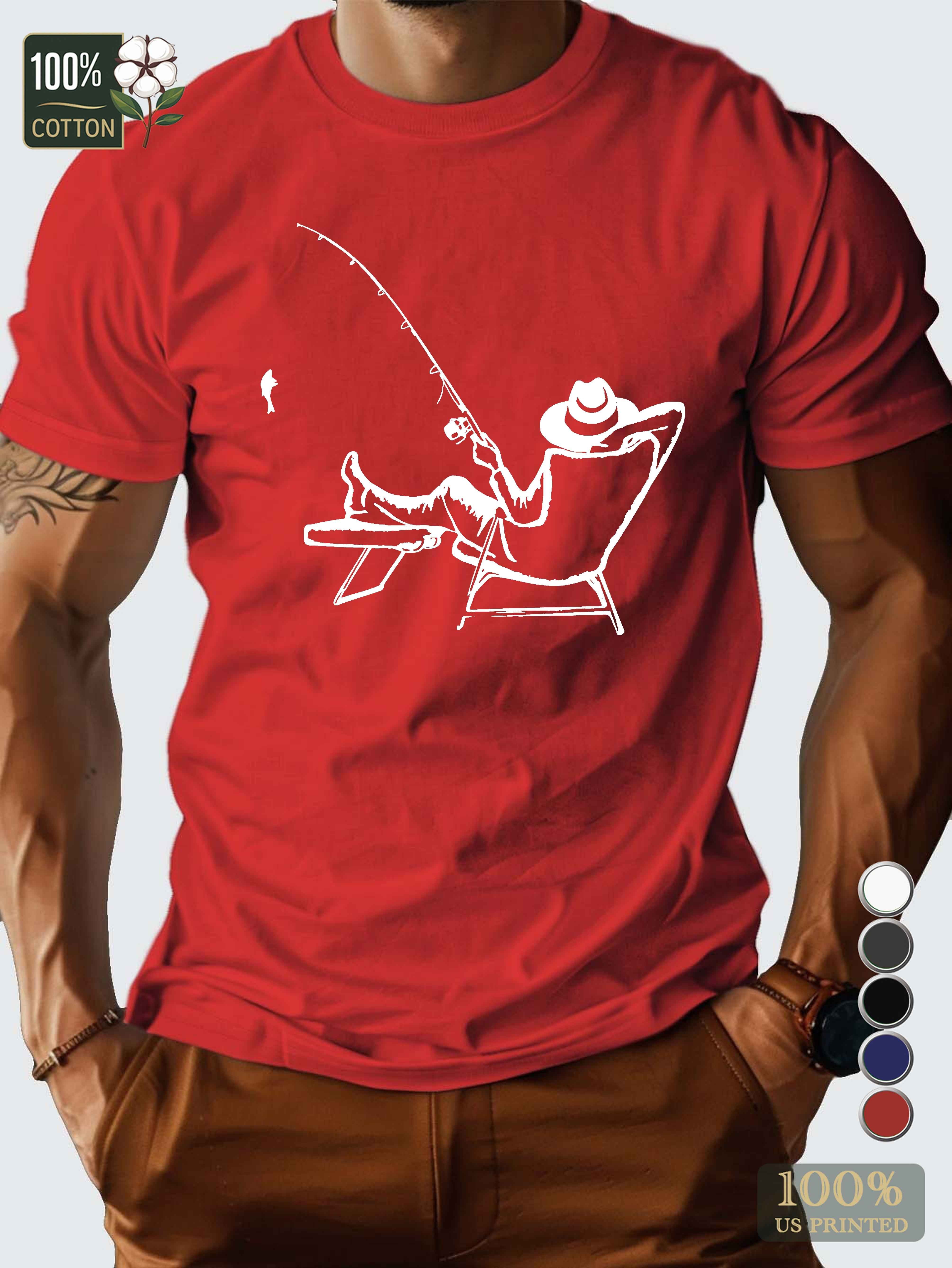 serene fishing scene Men's pure cotton Tshirt Comfort Fit