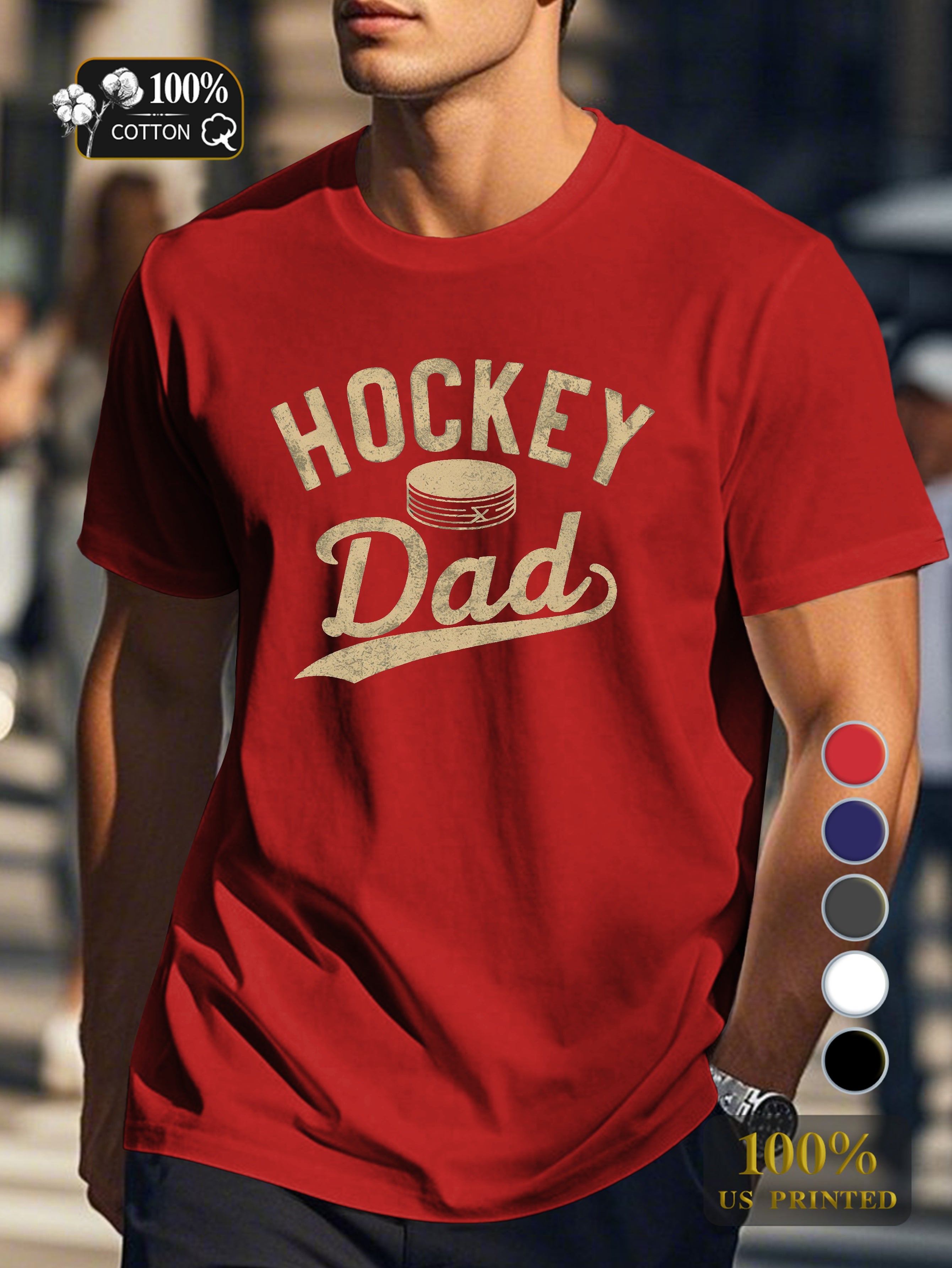 Vintage hockey themed design Men's pure cotton Tshirt Comfort Fit