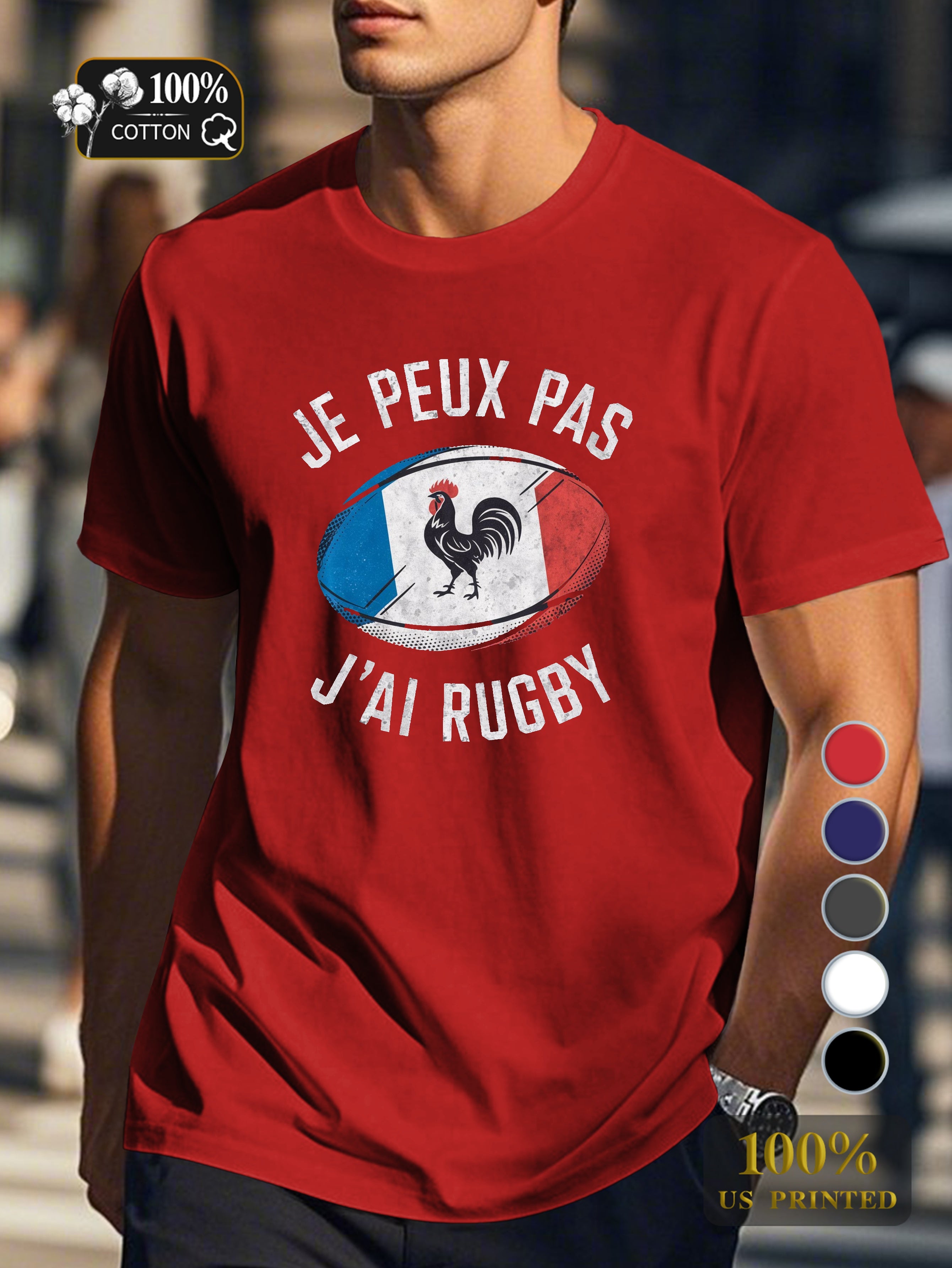 I CAN T I HAVE RUGBY illustration Men's pure cotton Tshirt Comfort Fit