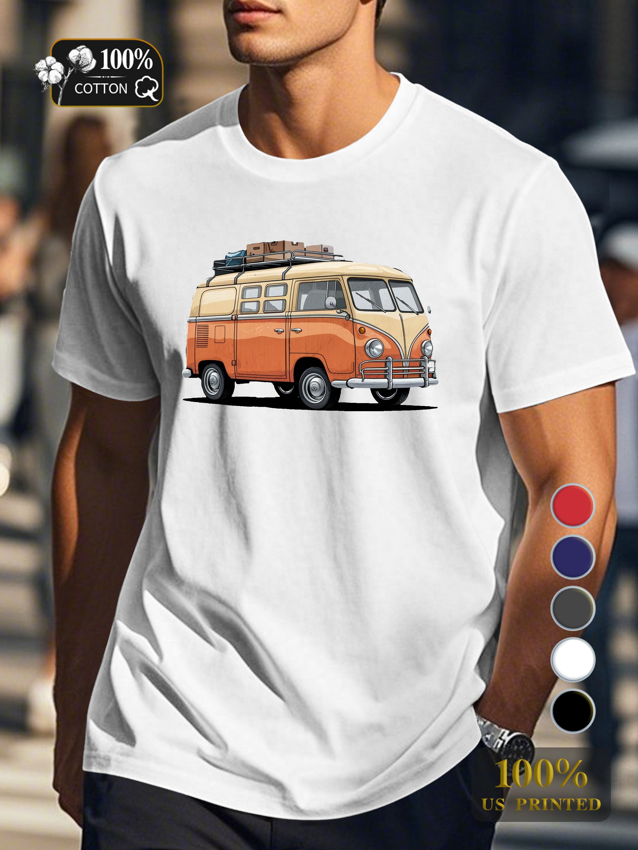 vintage two tone van illustration Men's pure cotton Tshirt Comfort Fit