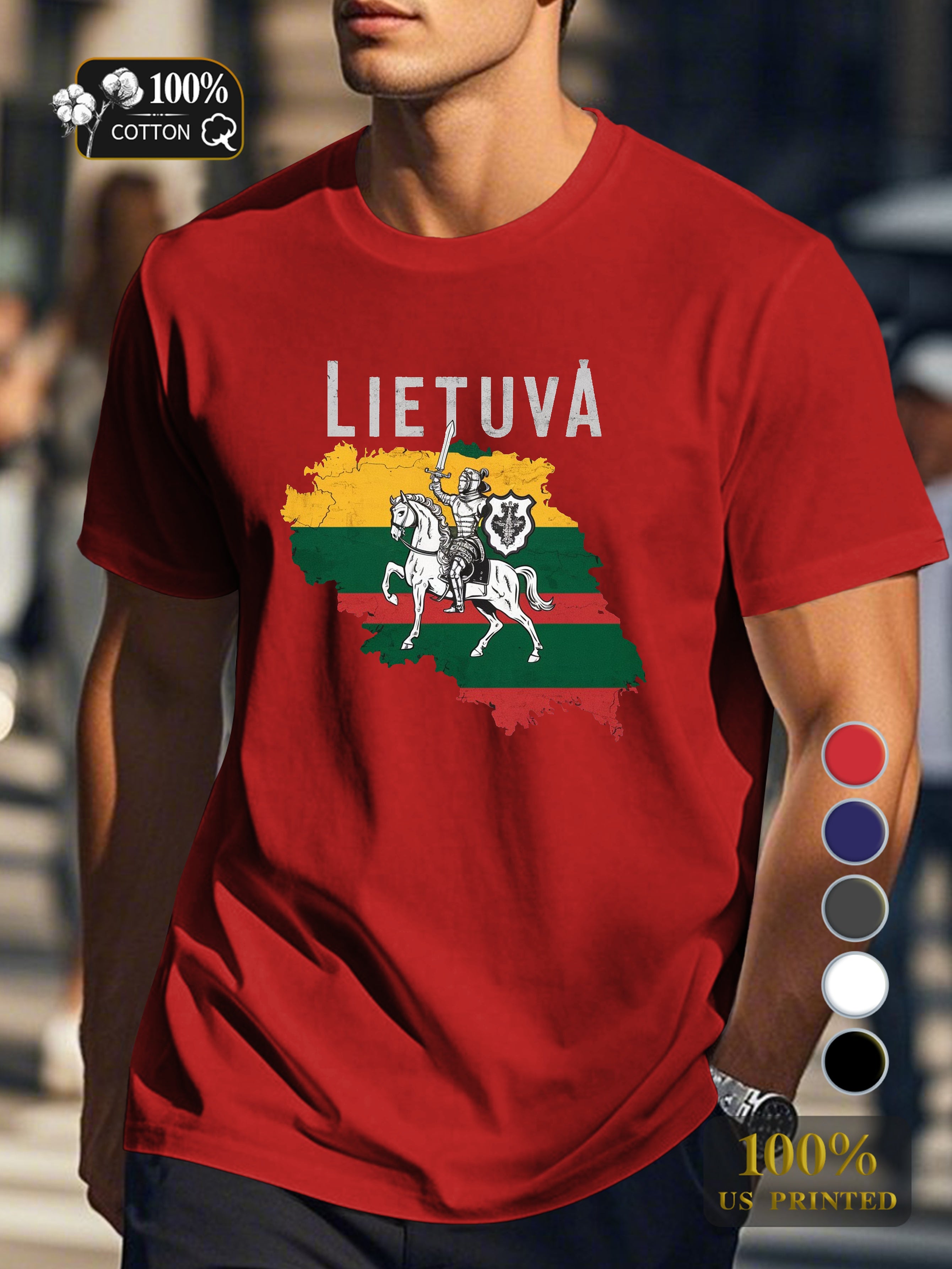 Lietuva coat of arms Men's pure cotton Tshirt Comfort Fit