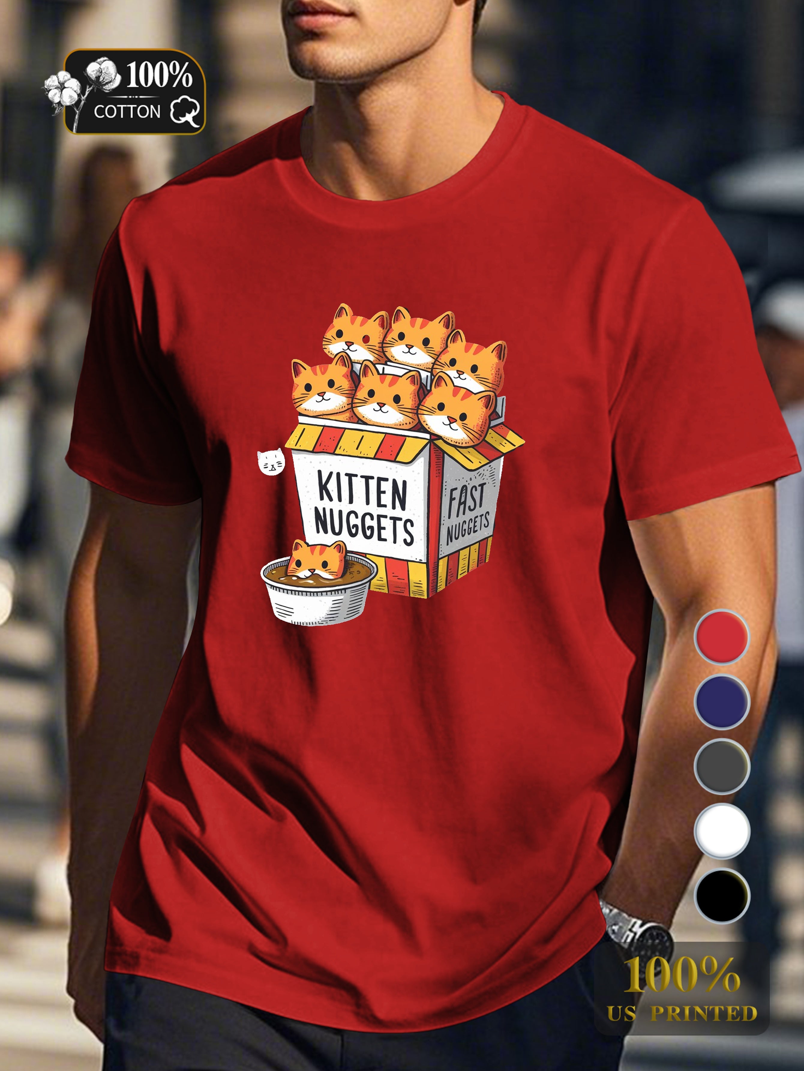 Kitten Nuggets illustration Men's pure cotton Tshirt Comfort Fit