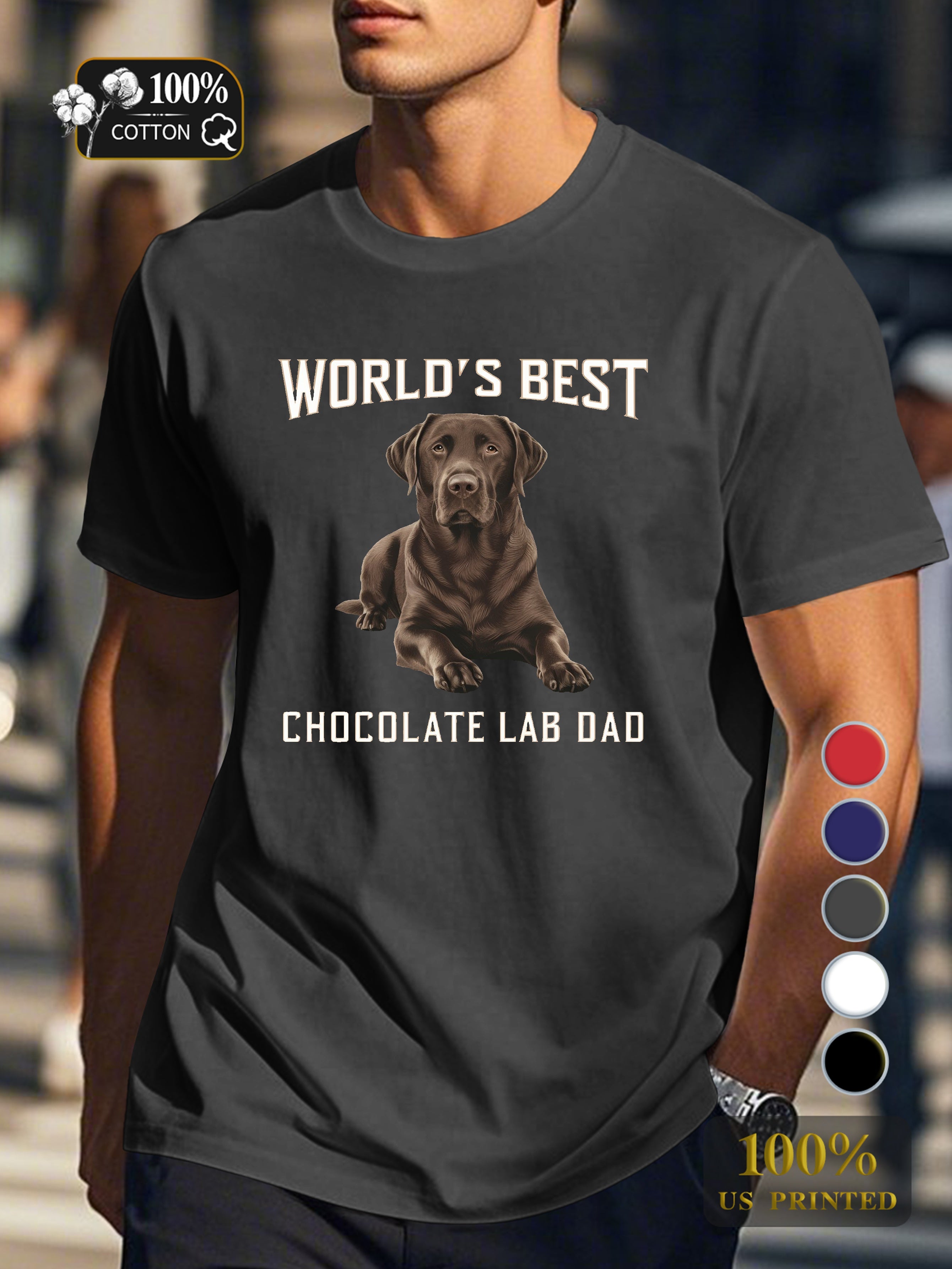 WORLD S BEST chocolate Labrador Retriever Men's pure cotton Tshirt Comfort Fit