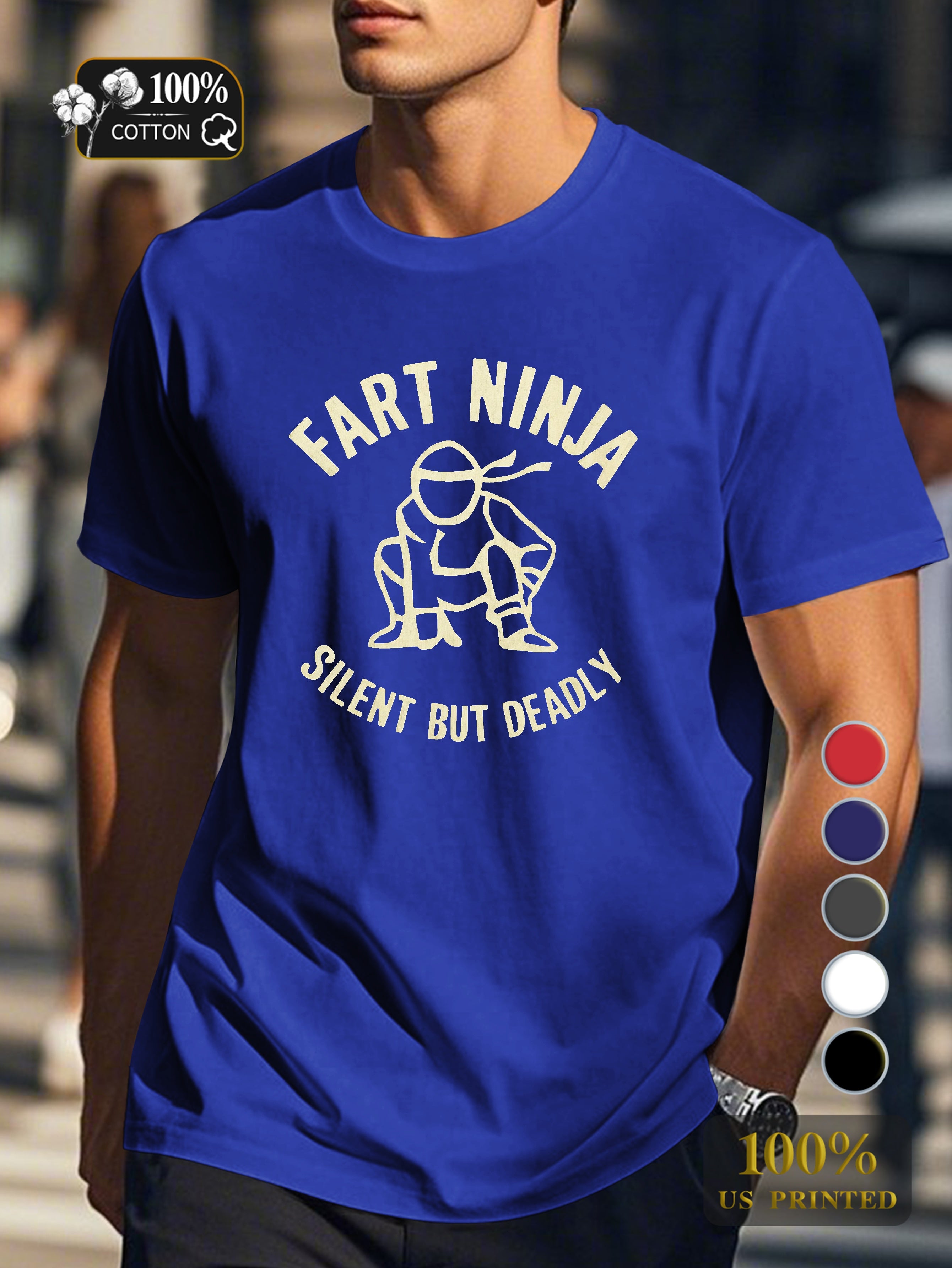 FART NINJA SILENT BUT DEADLY Men's pure cotton Tshirt Comfort Fit