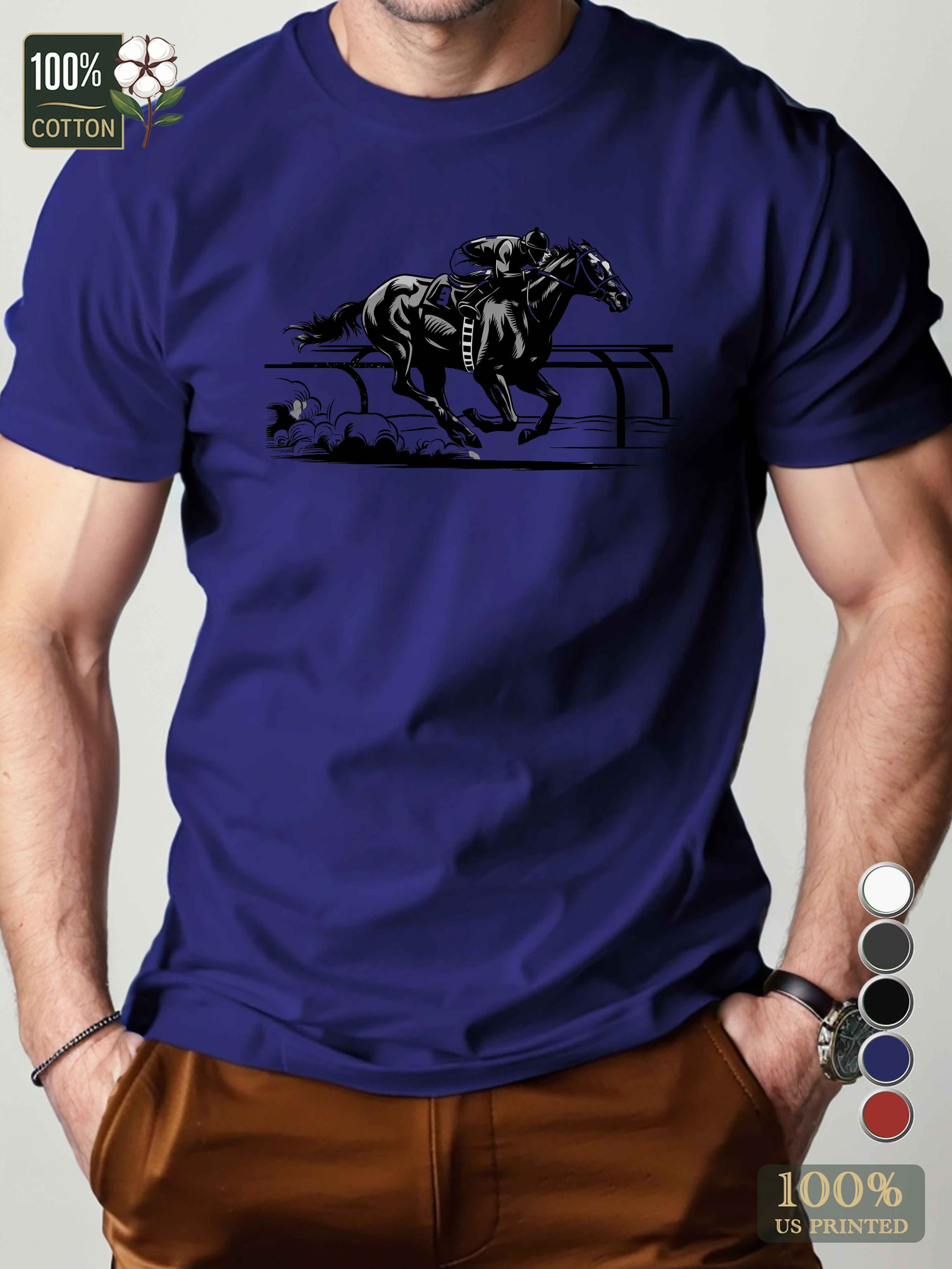 vintage horse racing Men's pure cotton Tshirt Comfort Fit