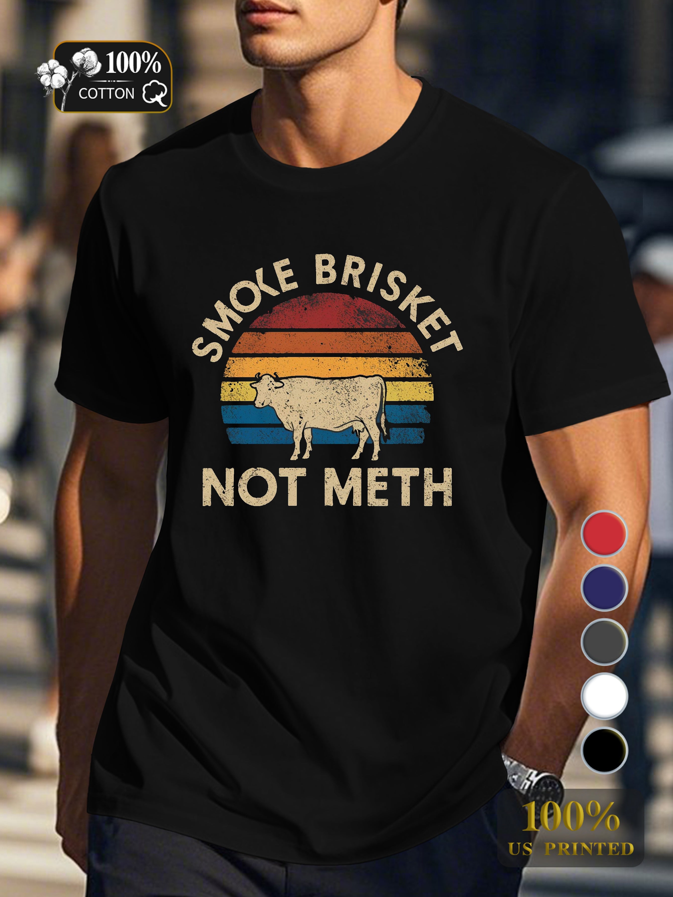 SMOKE BRISKET NOT METH Men's pure cotton Tshirt Comfort Fit