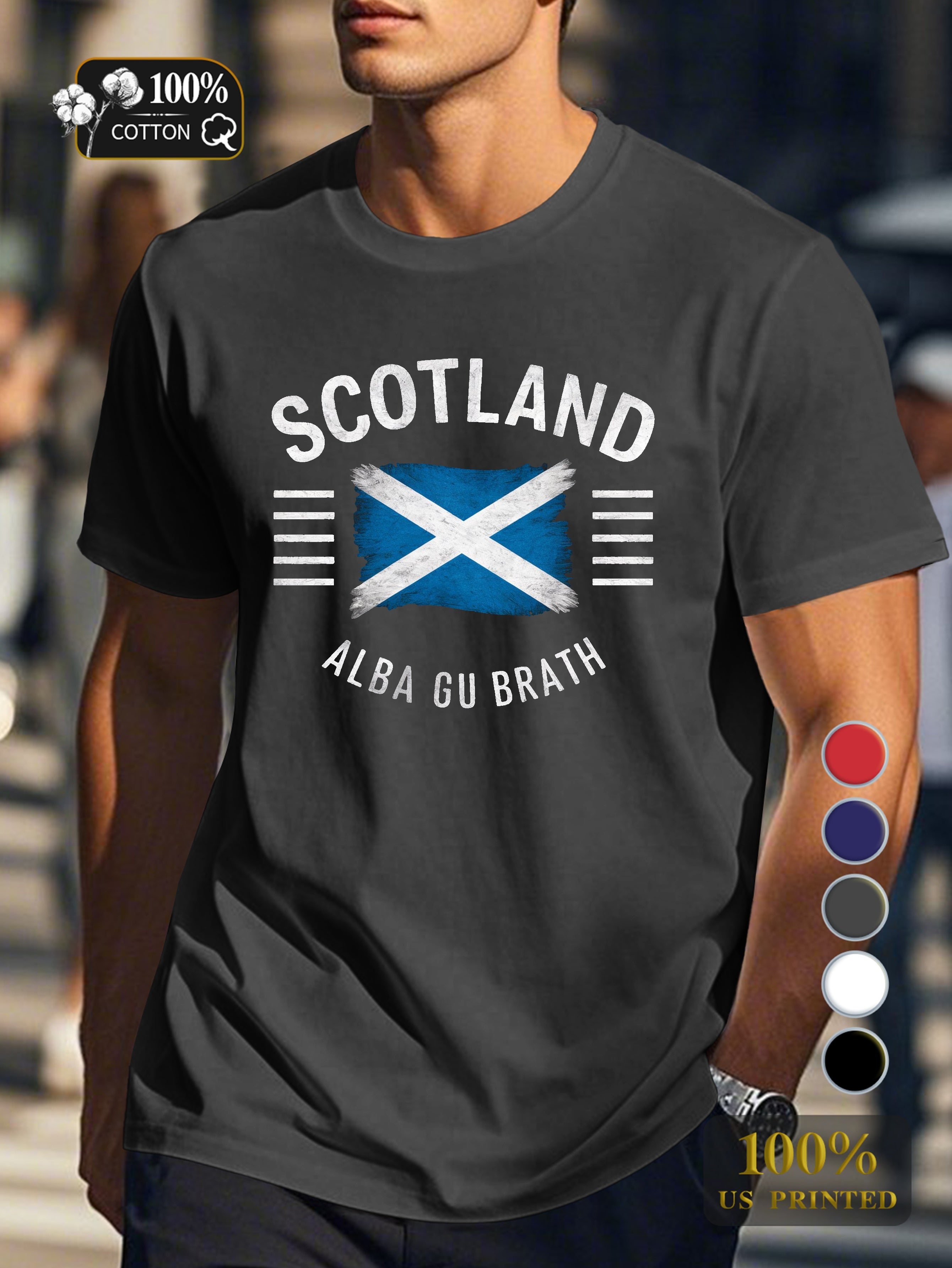 SCOTLAND with Scottish flag Men's pure cotton Tshirt Comfort Fit