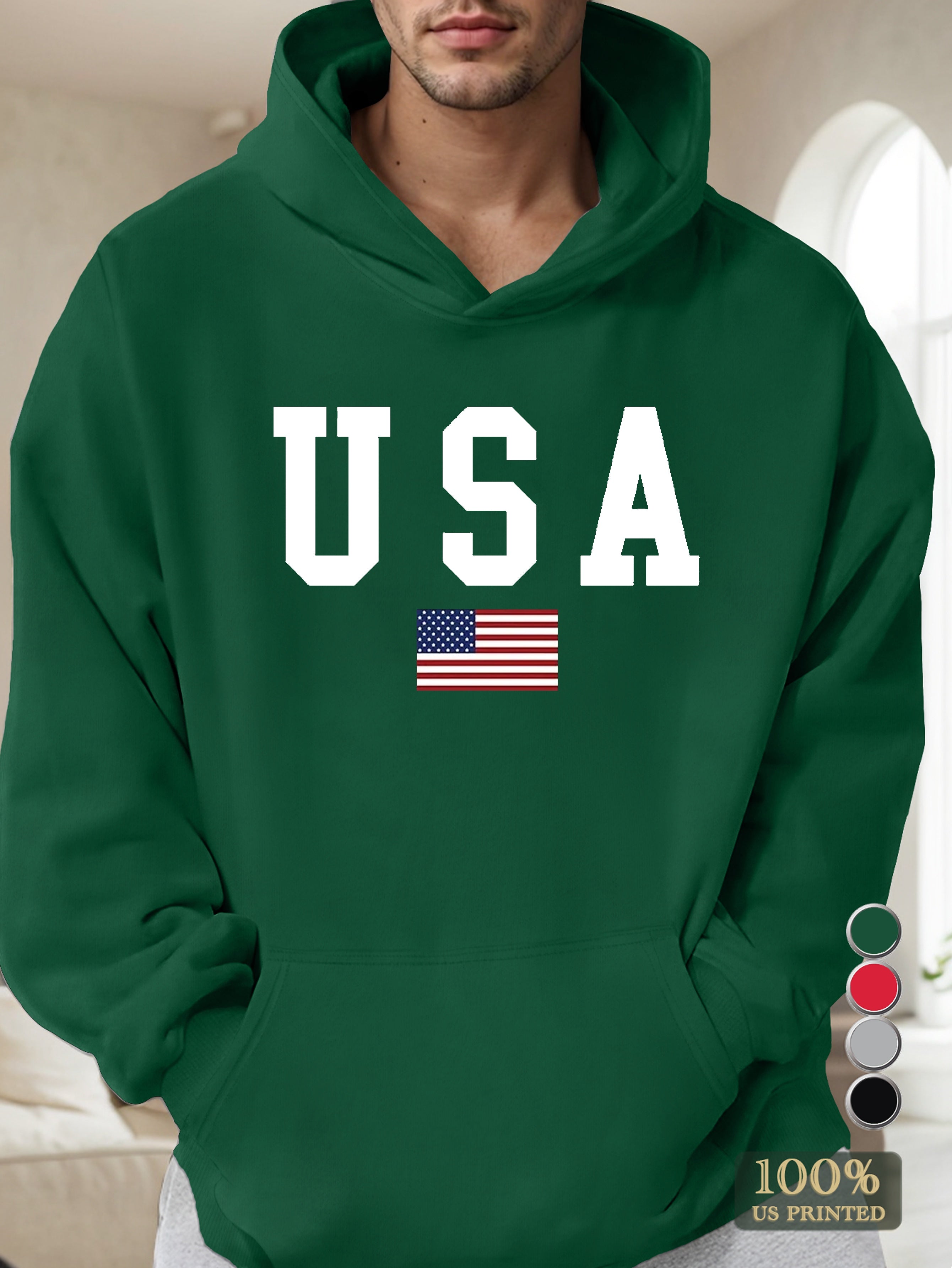 Usa Flag Combination Men's hooded sweatshirt