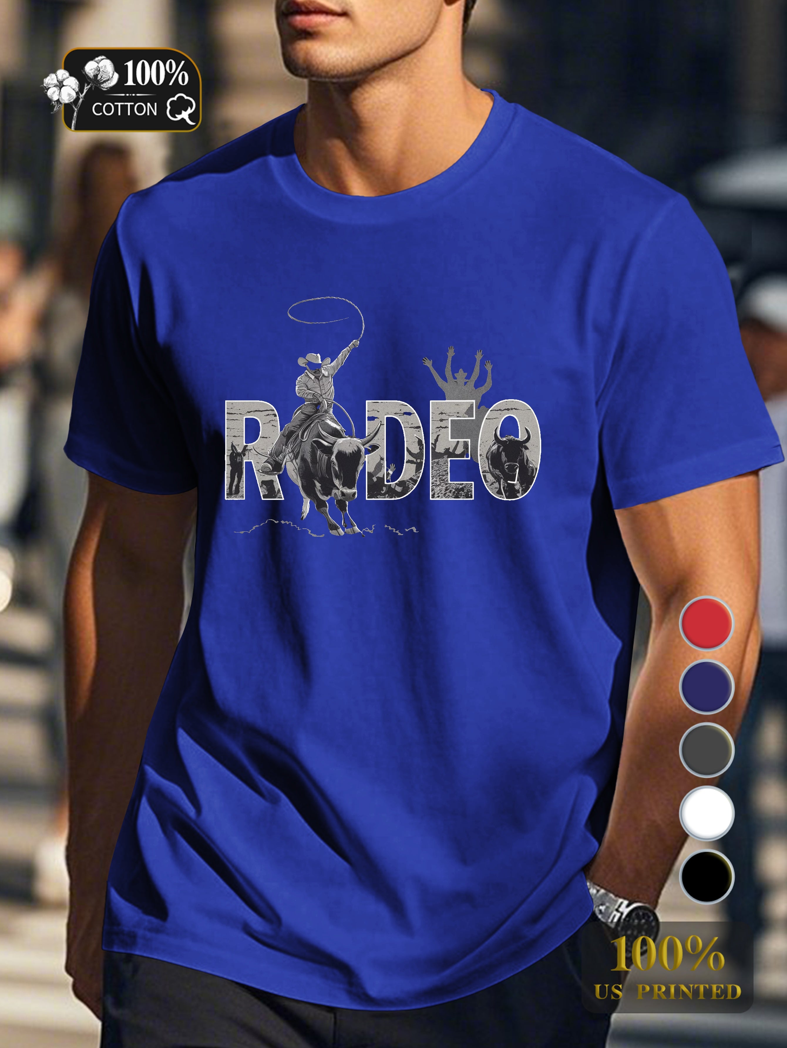 RODEO with detailed scenes Men's pure cotton Tshirt Comfort Fit