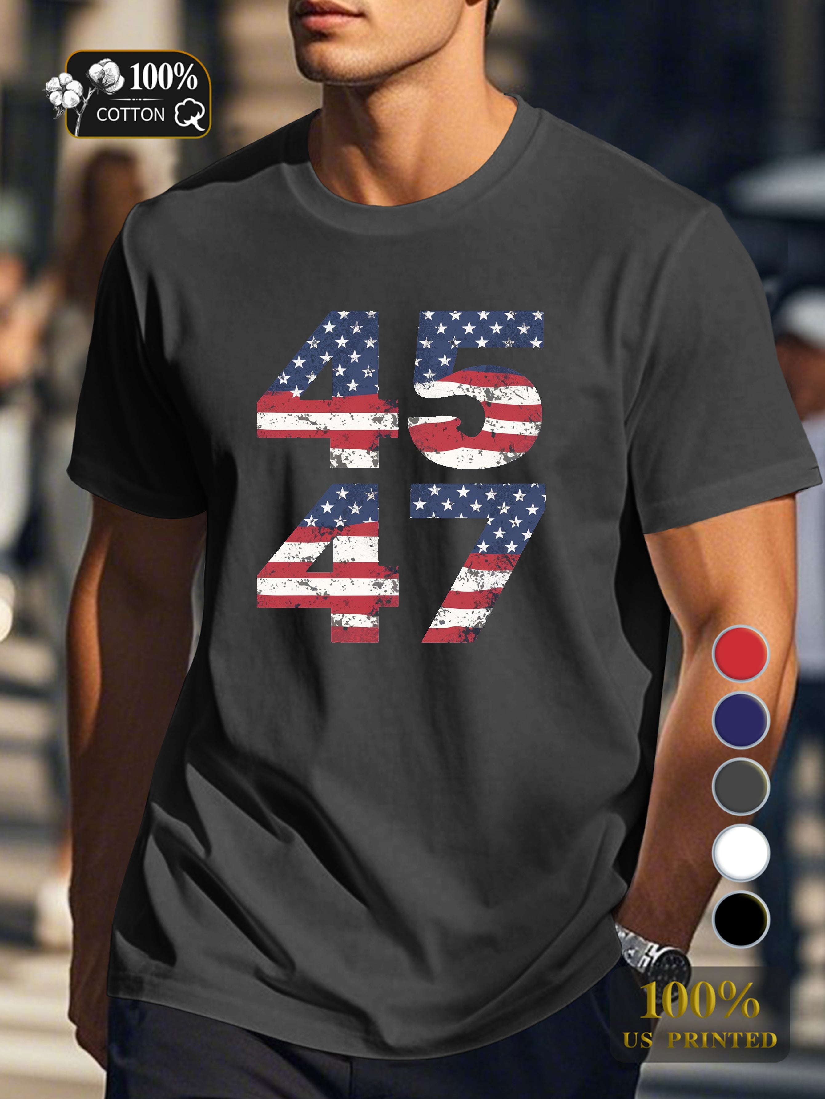 American flag numbers Men's pure cotton Tshirt Comfort Fit