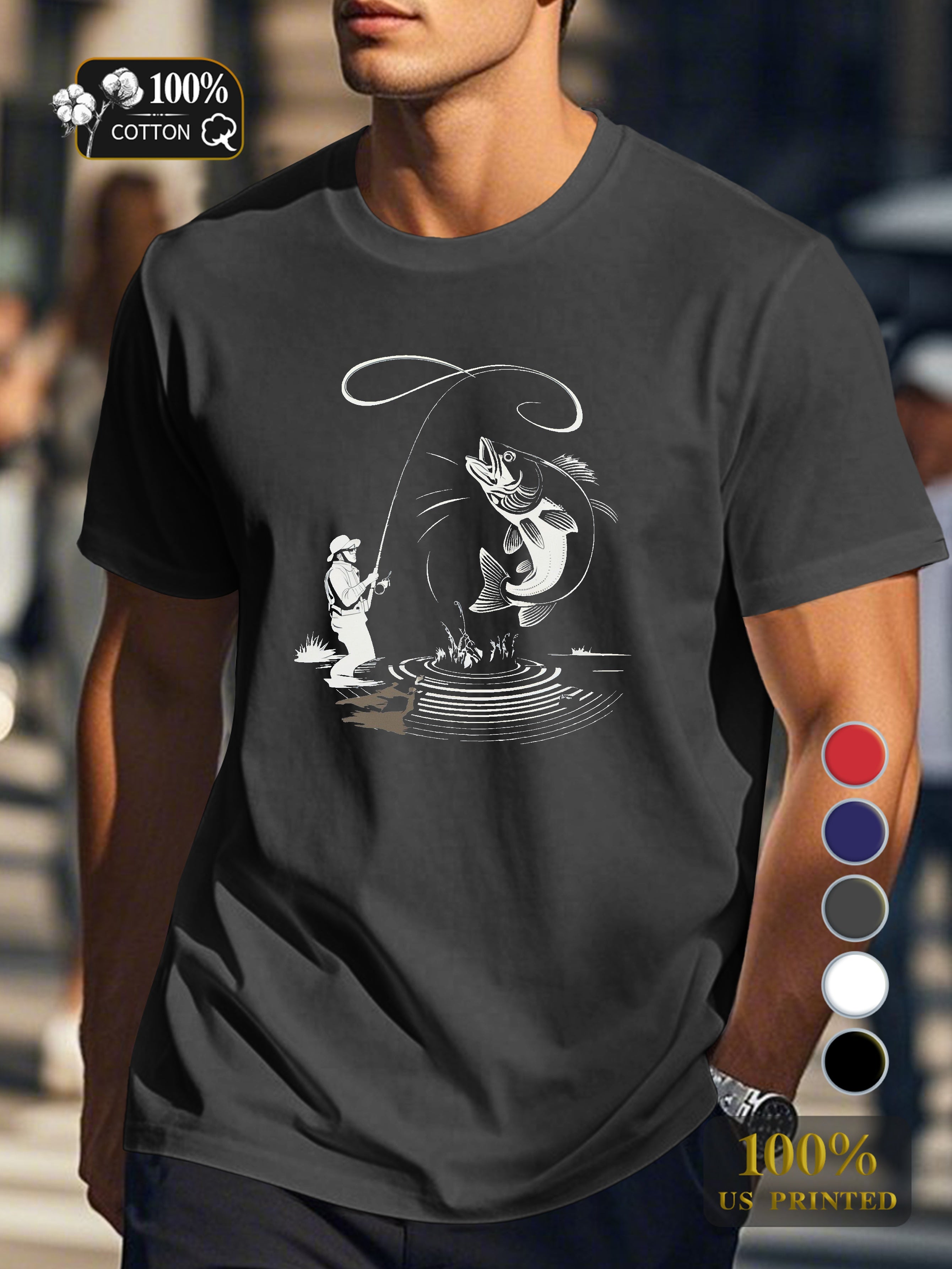 Thrilling fishing catch Men's pure cotton Tshirt Comfort Fit