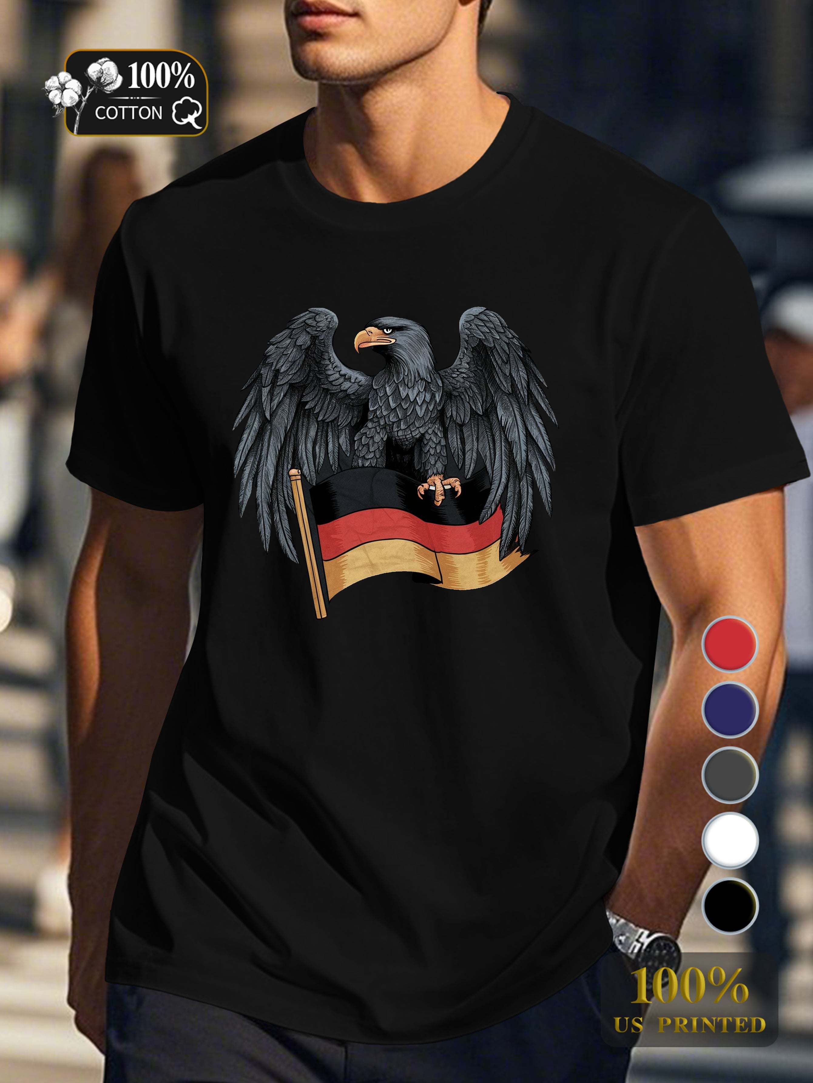 eagle with German flag Men's pure cotton Tshirt Comfort Fit