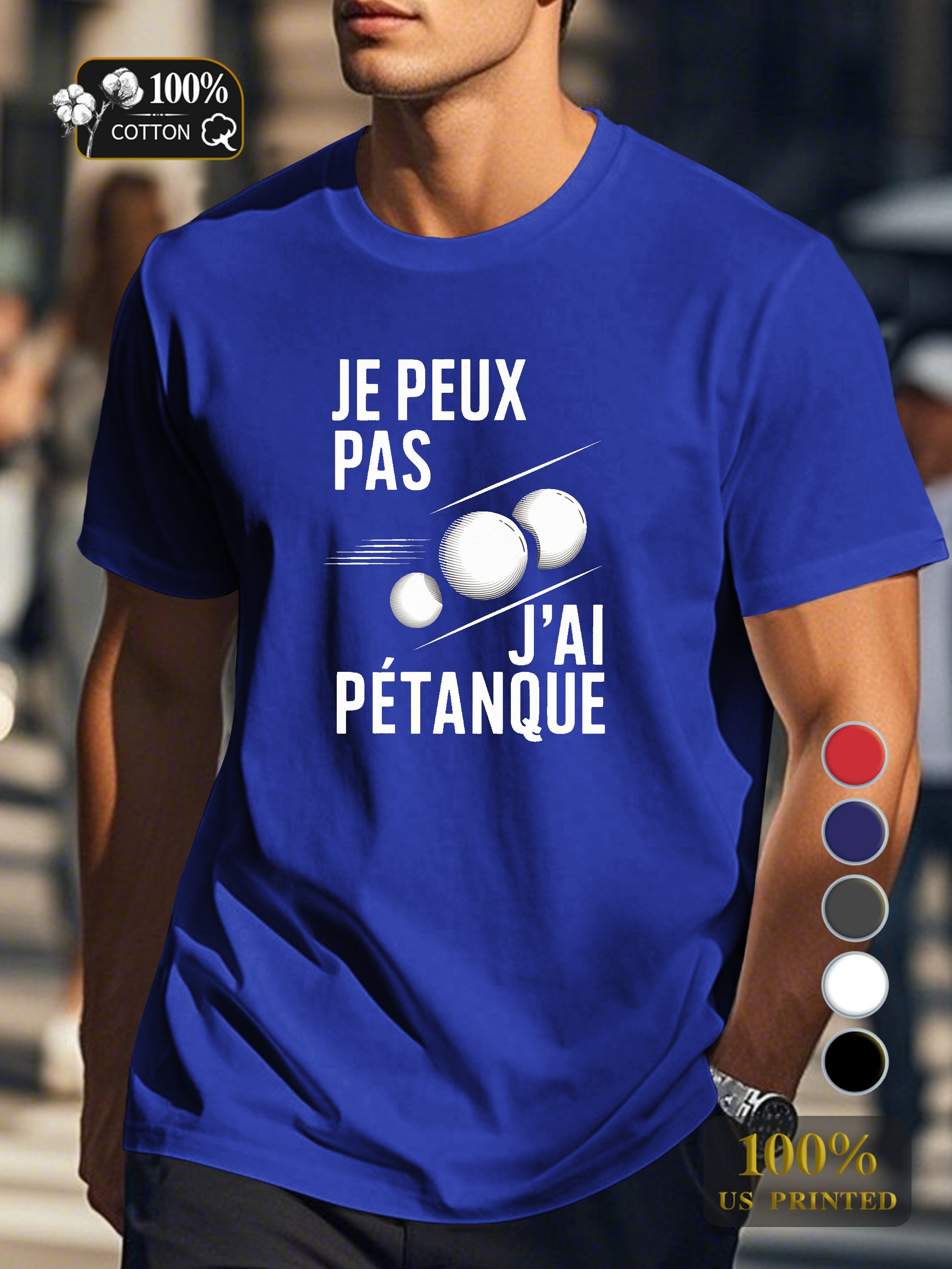 I CAN T I HAVE PETANQUE Men's pure cotton Tshirt Comfort Fit