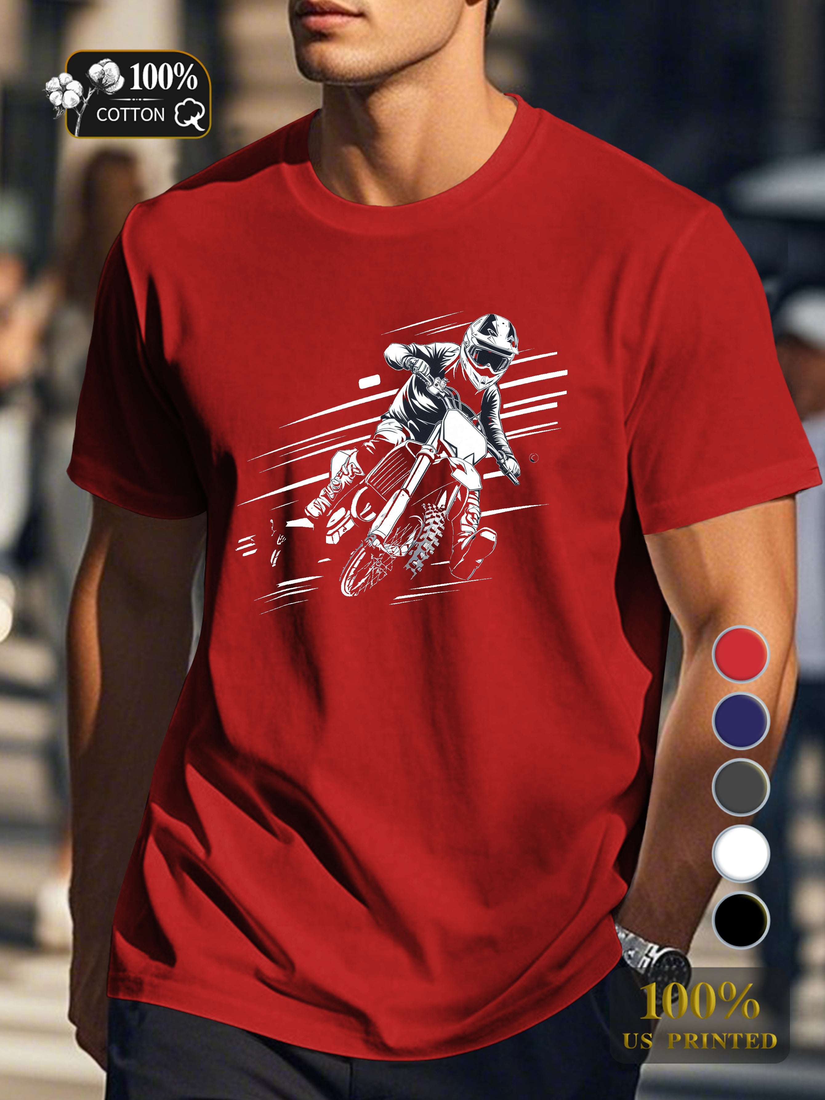 motocross rider in action Men's pure cotton Tshirt Comfort Fit