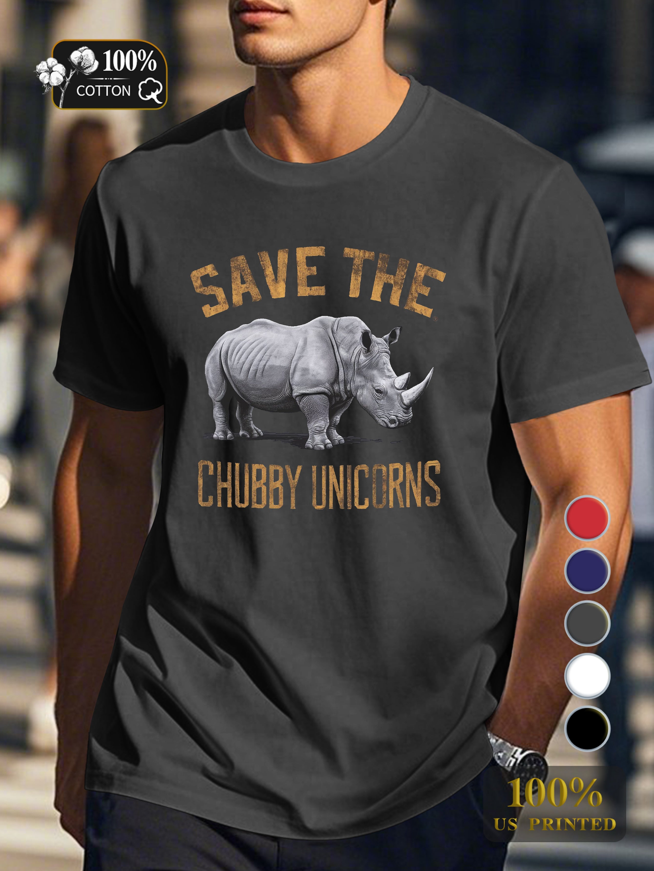 SAVE THE CHUBBY UNICORNS Men's pure cotton Tshirt Comfort Fit