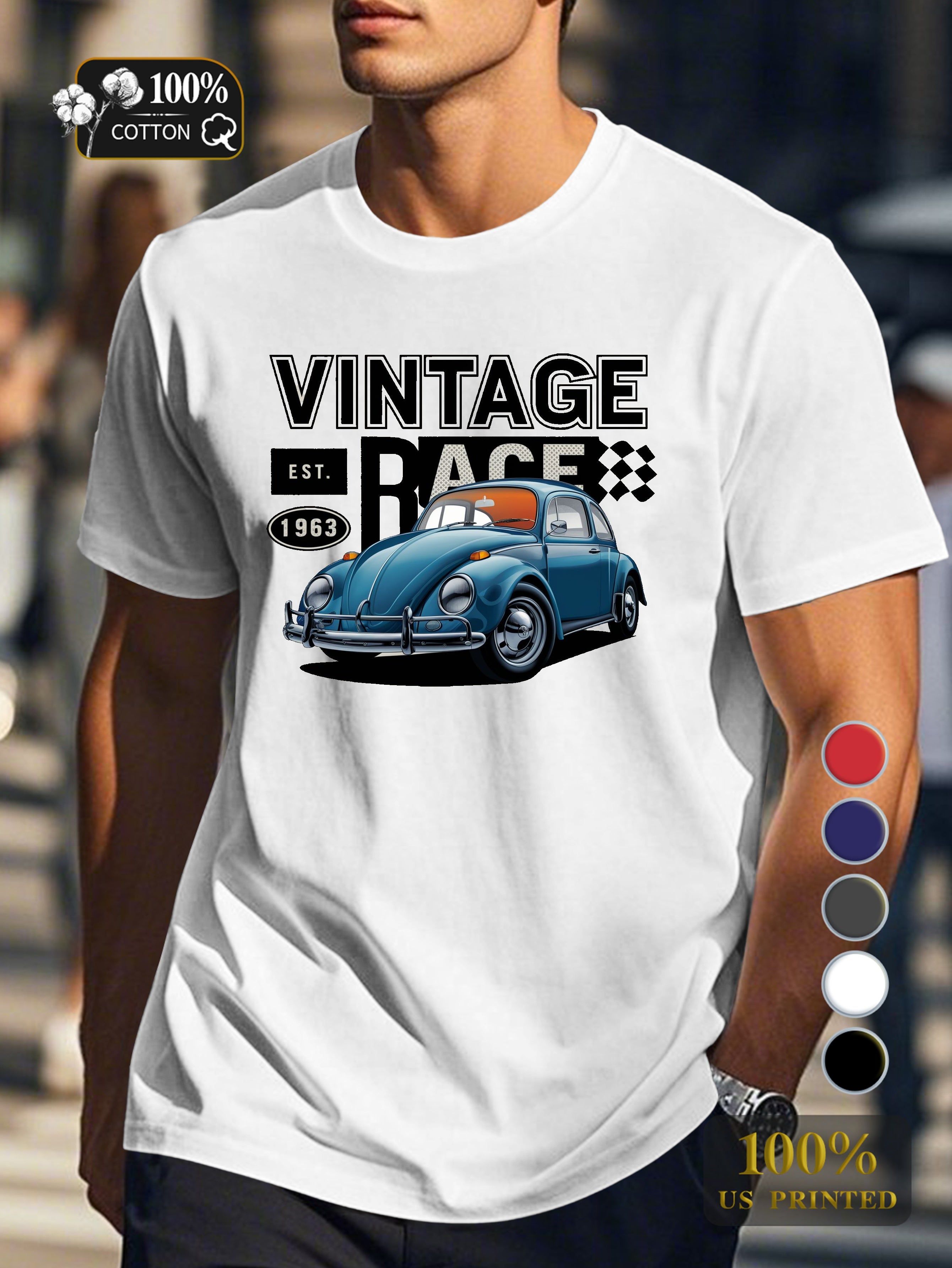 classic Beetle car Men's pure cotton Tshirt Comfort Fit