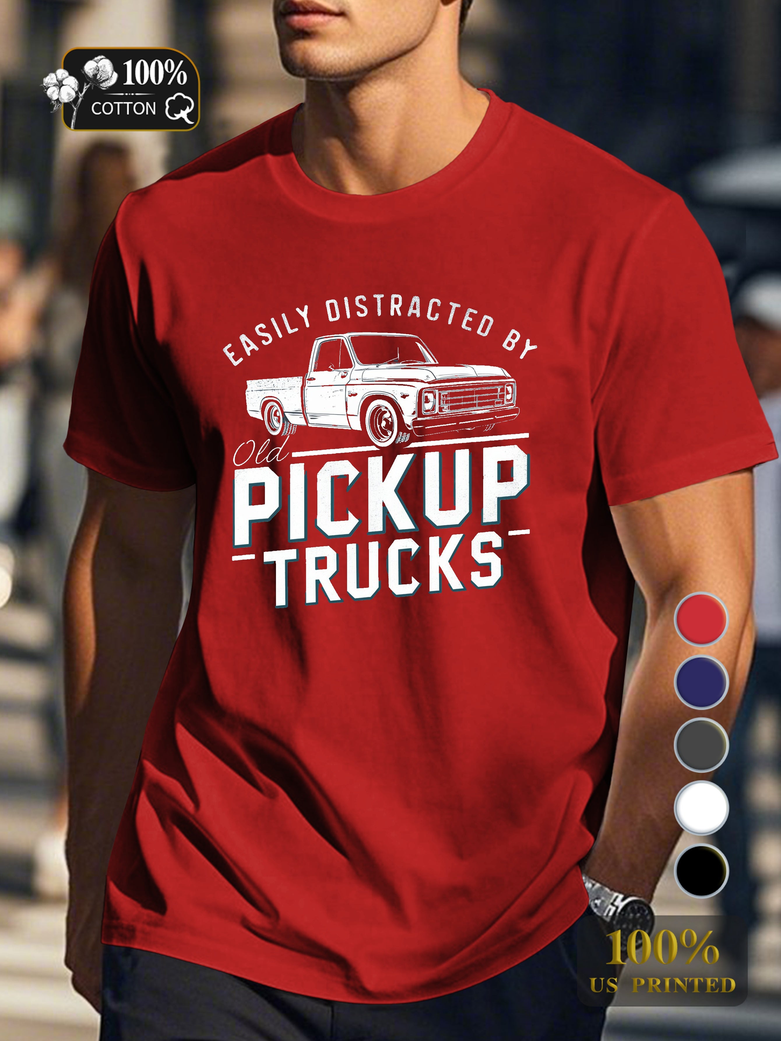 Old pickup trucks Men's pure cotton Tshirt Comfort Fit