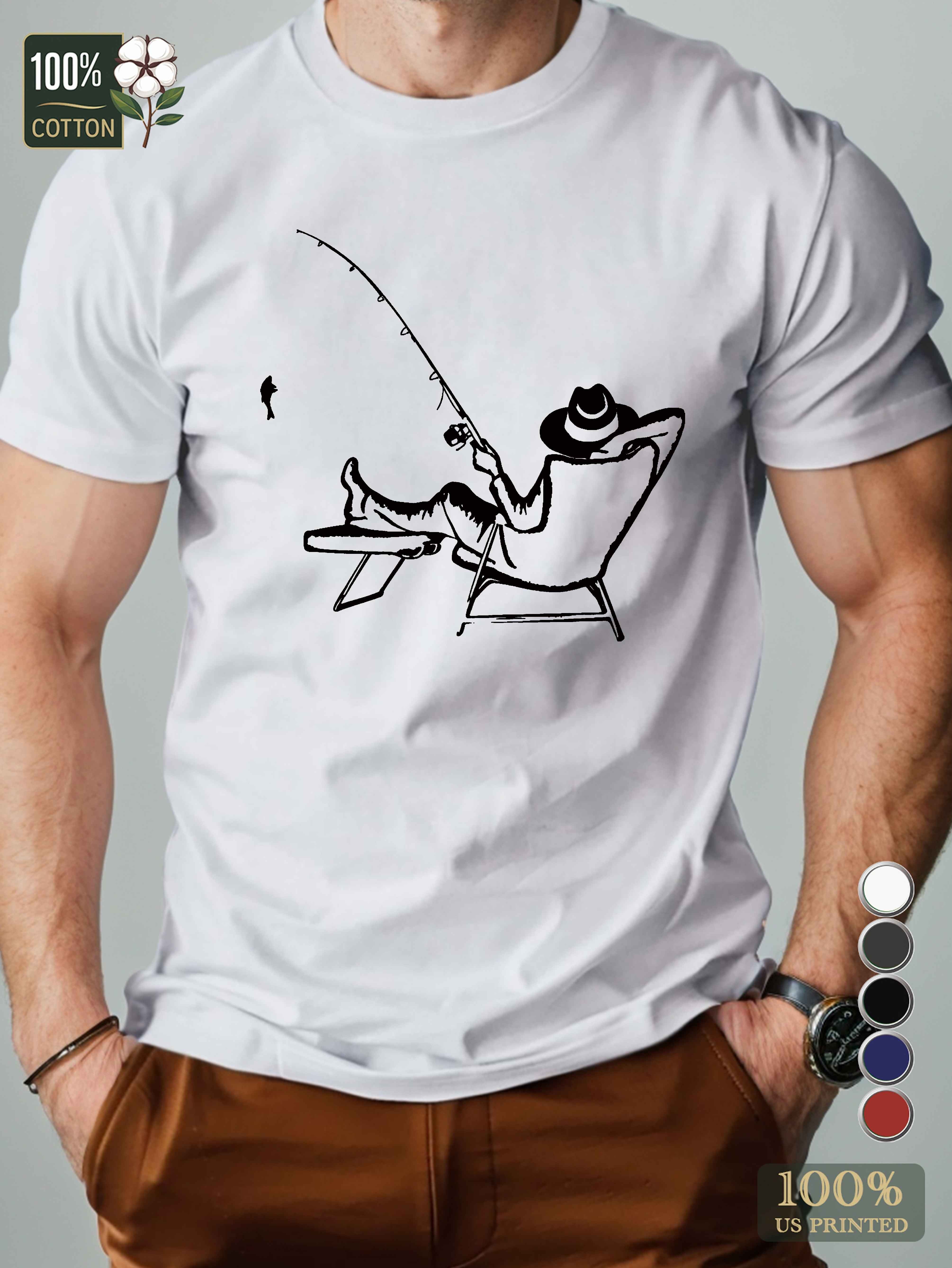 serene fishing scene Men's pure cotton Tshirt Comfort Fit