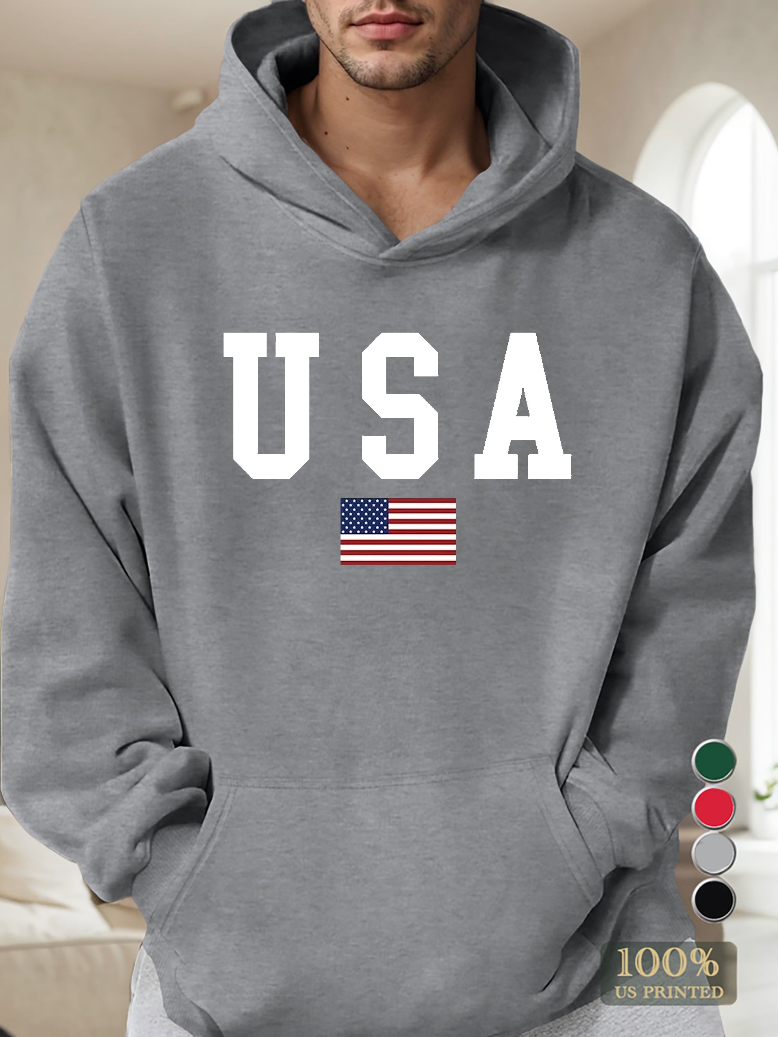 Usa Flag Combination Men's hooded sweatshirt