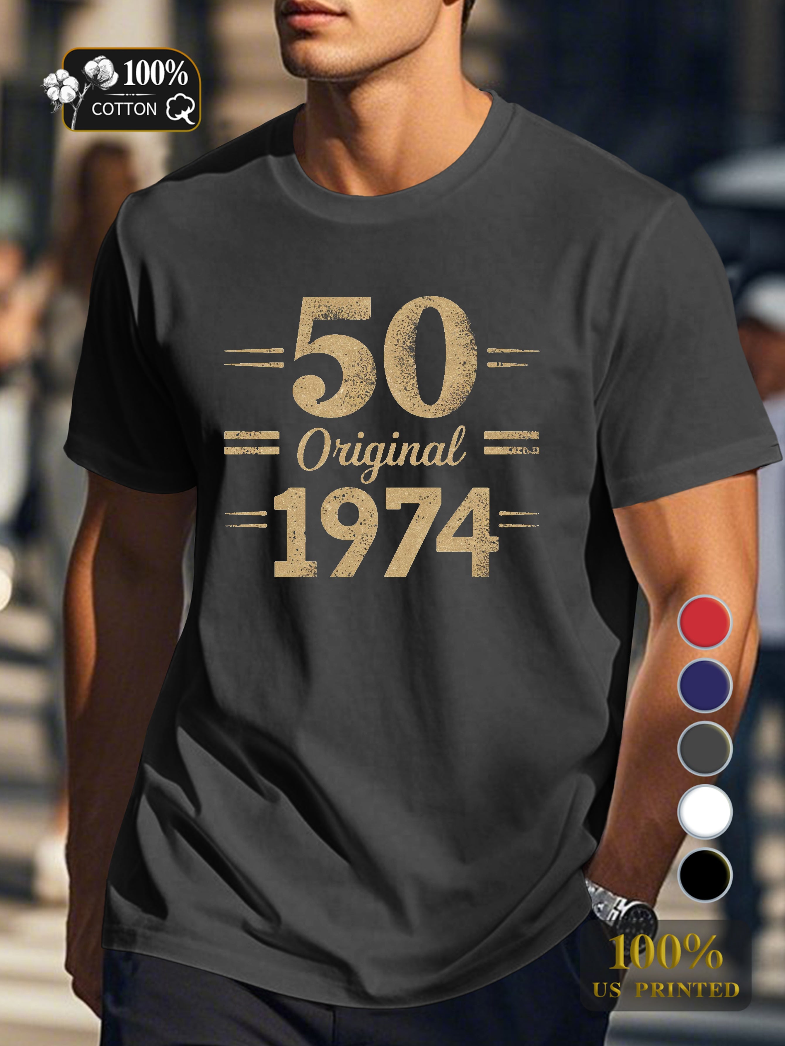 50 Original 1974 Men's pure cotton Tshirt Comfort Fit