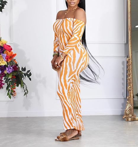 Womens Sexy Long Sleeve Off The Shoulder Maxi Dress