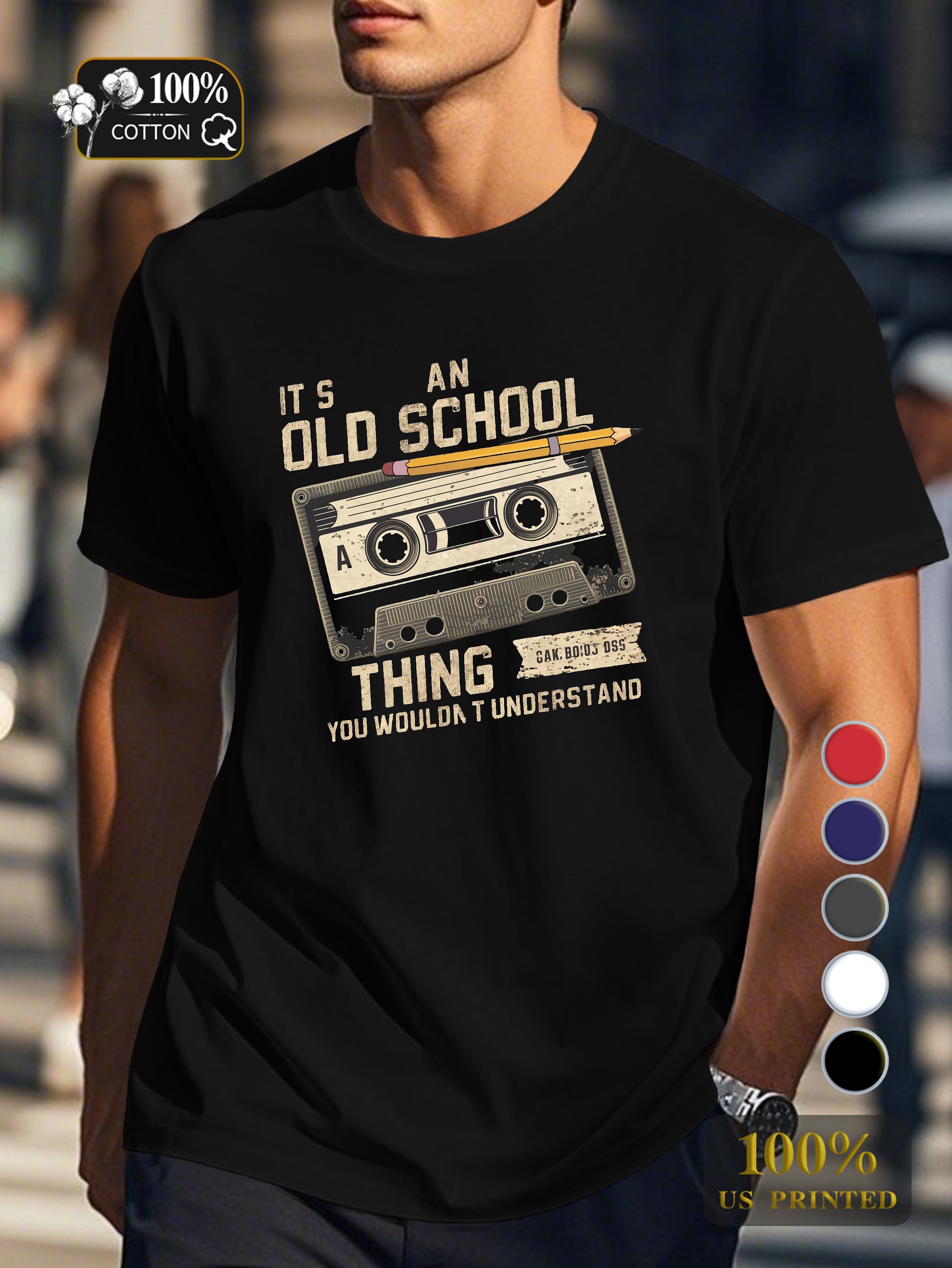 A nostalgic audio cassette tape Men's pure cotton Tshirt Comfort Fit