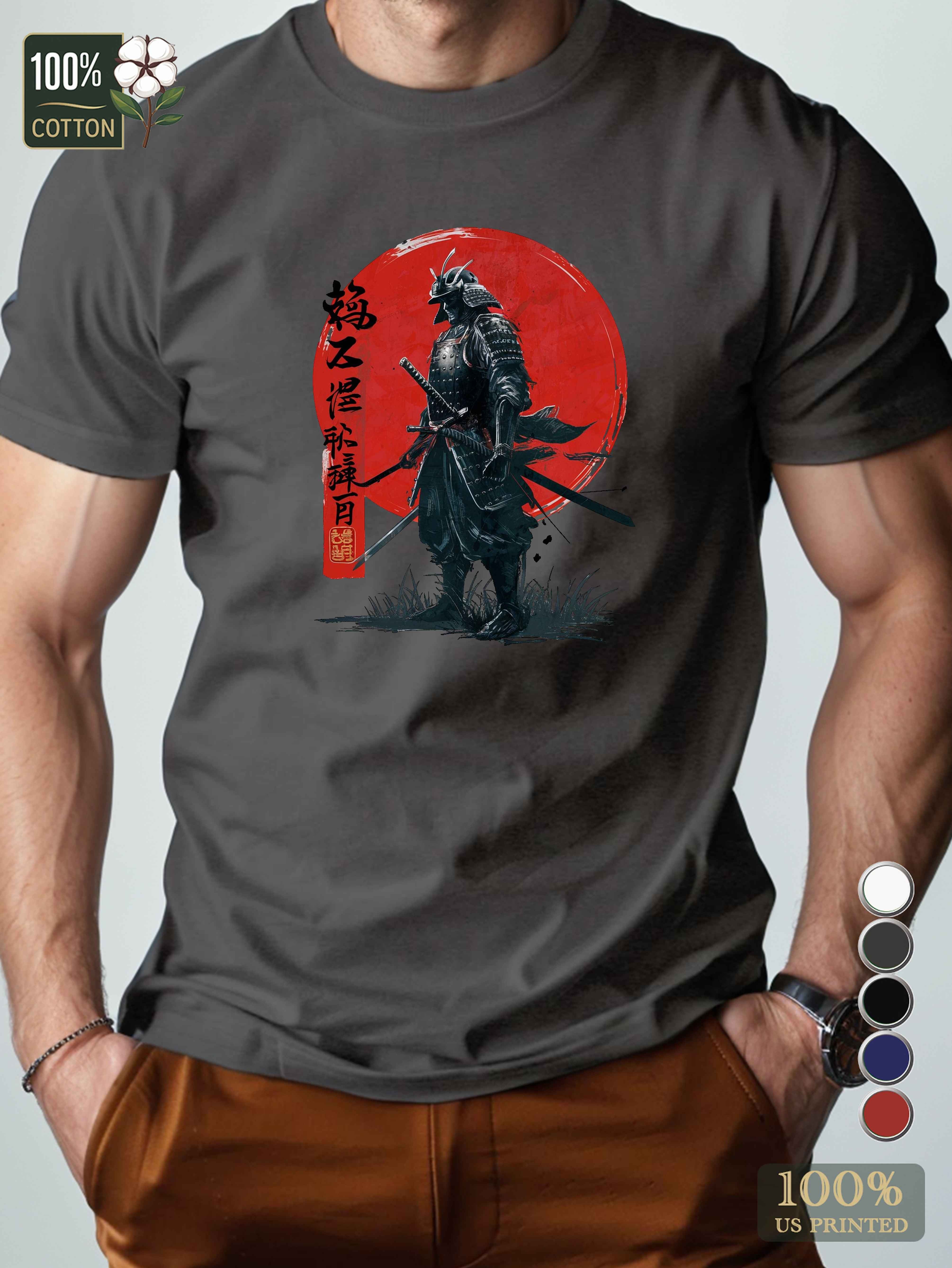 samurai warrior illustration Men's pure cotton Tshirt Comfort Fit