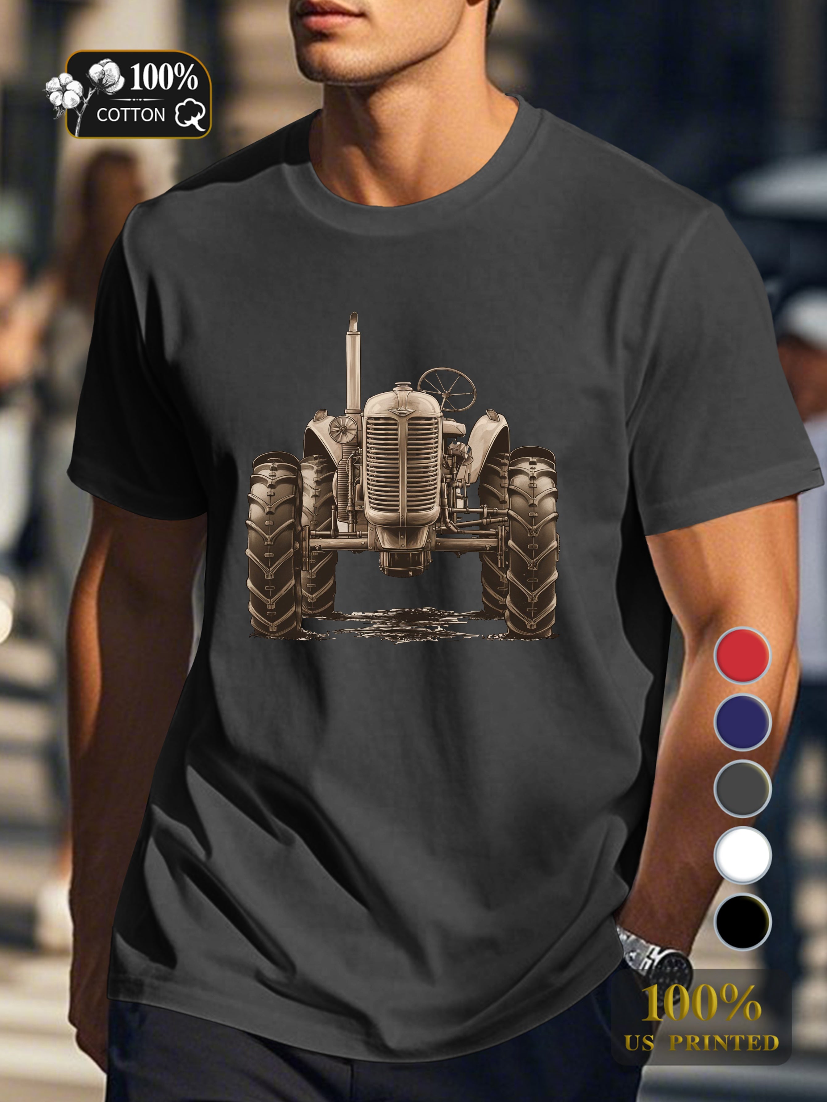 nostalgic vintage tractor Men's pure cotton Tshirt Comfort Fit