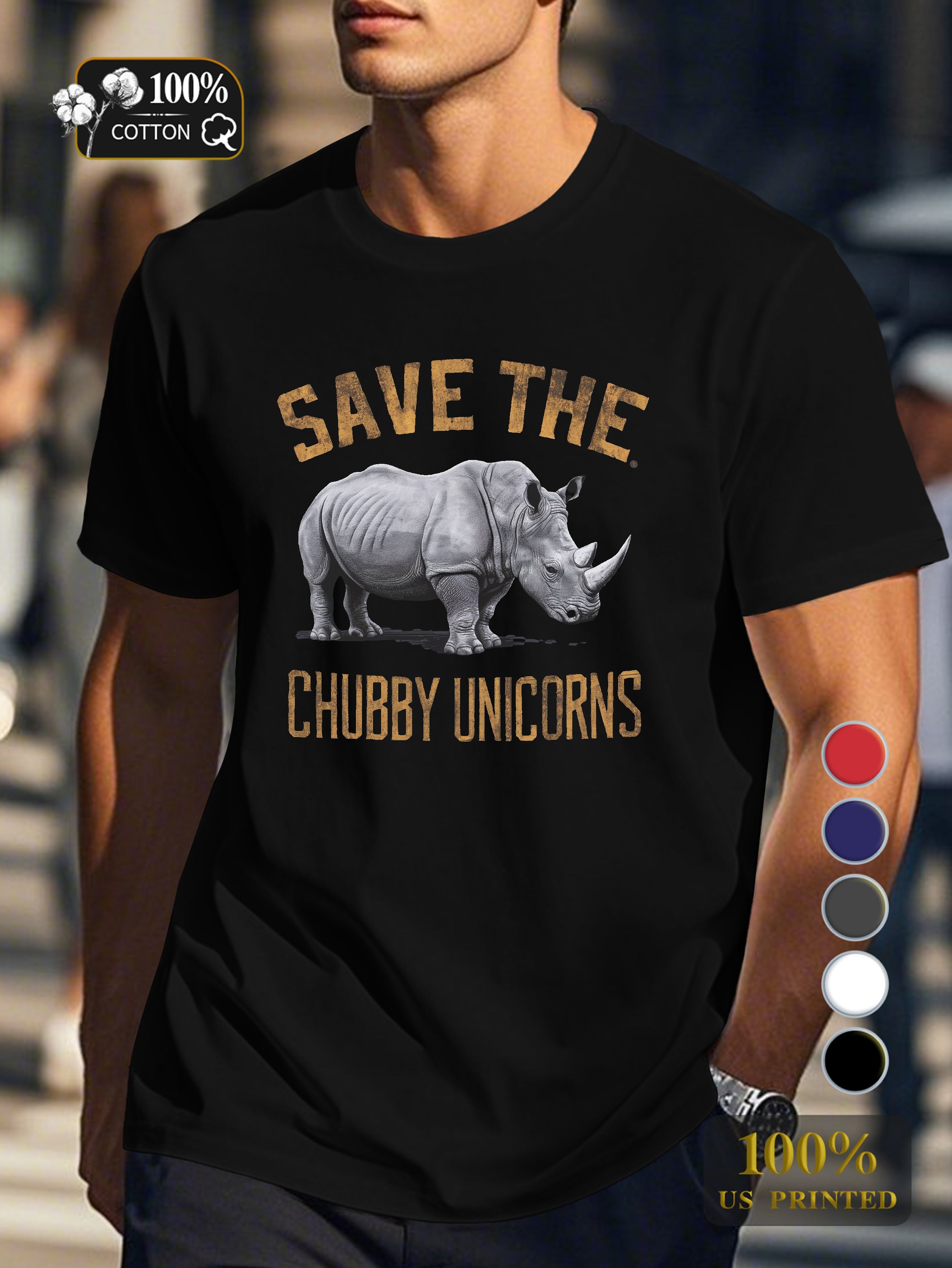 SAVE THE CHUBBY UNICORNS Men's pure cotton Tshirt Comfort Fit