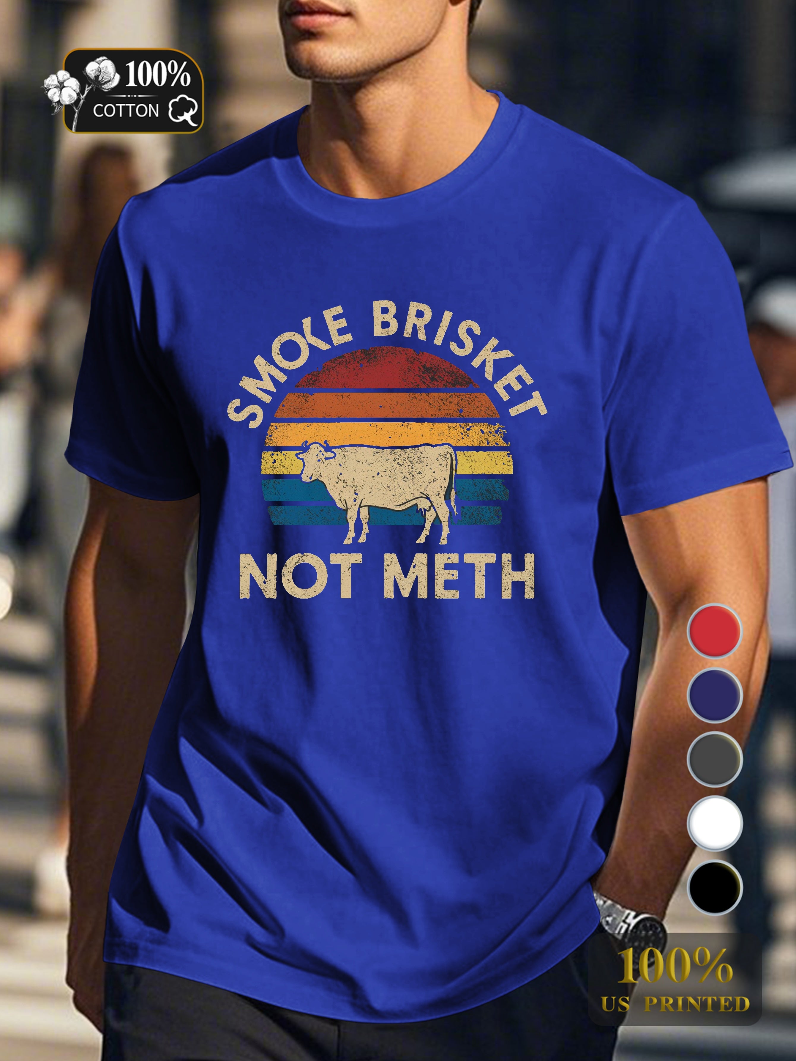 SMOKE BRISKET NOT METH Men's pure cotton Tshirt Comfort Fit