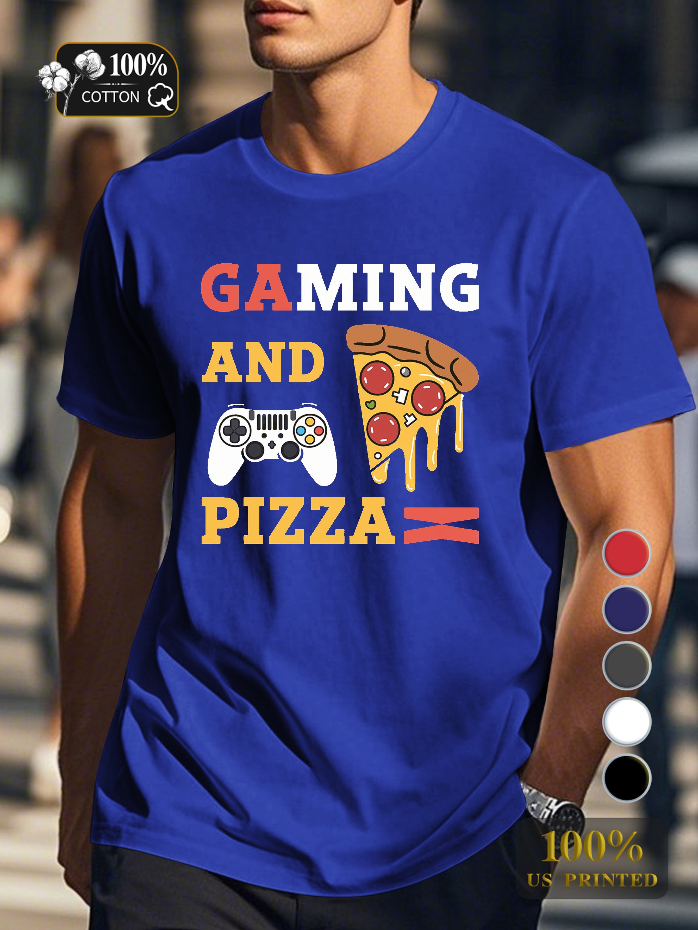 GAMING AND PIZZA Men's pure cotton Tshirt Comfort Fit