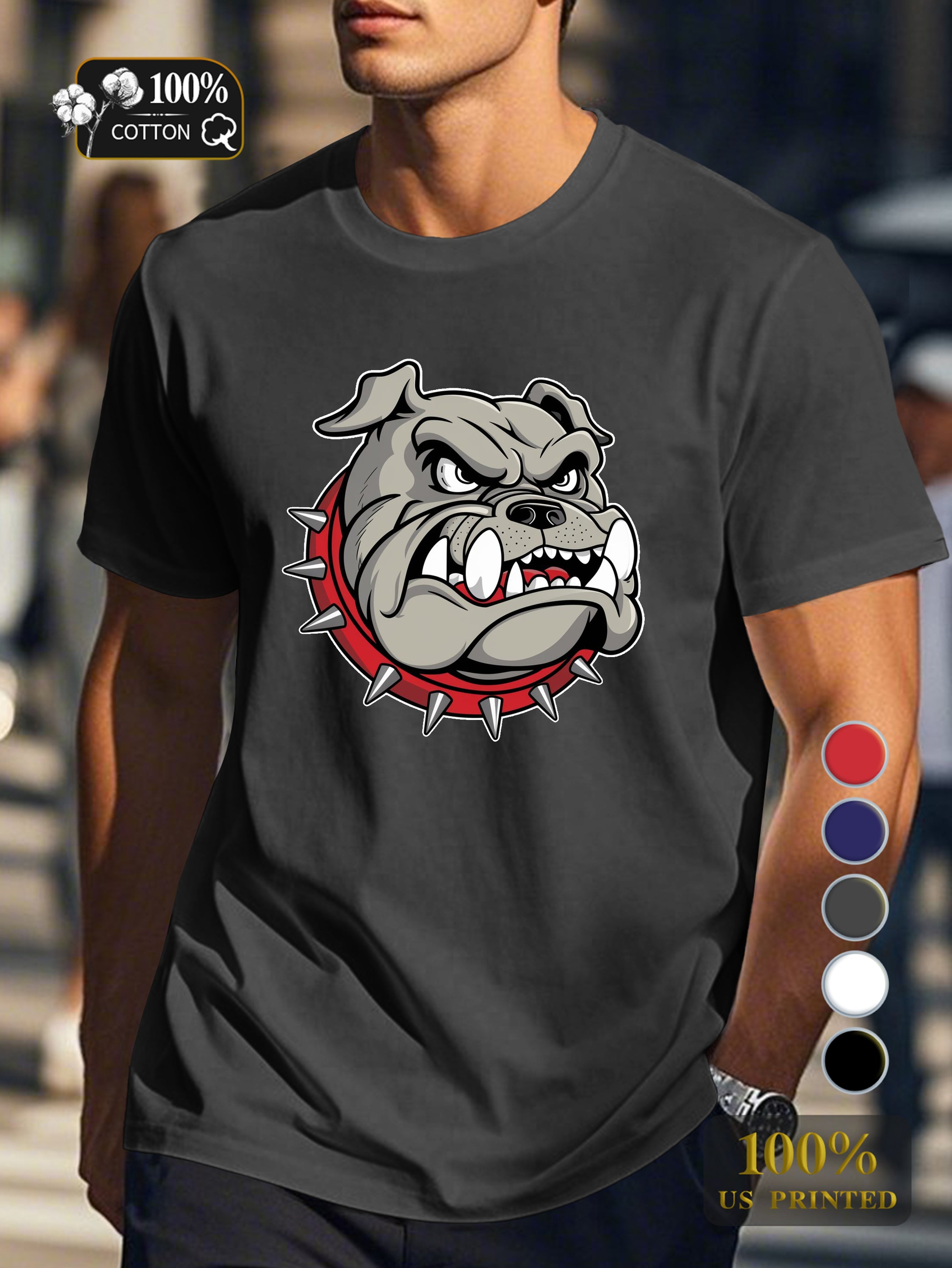 Fierce bulldog illustration Men's pure cotton Tshirt Comfort Fit
