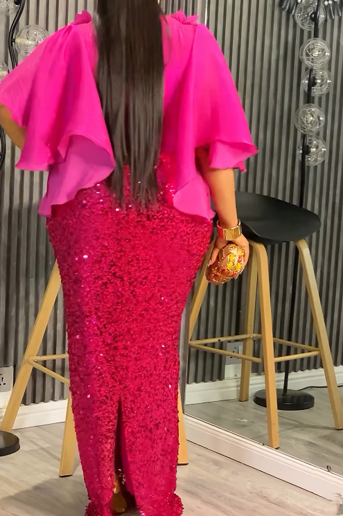 Demure 3D Flower Sequin Gown