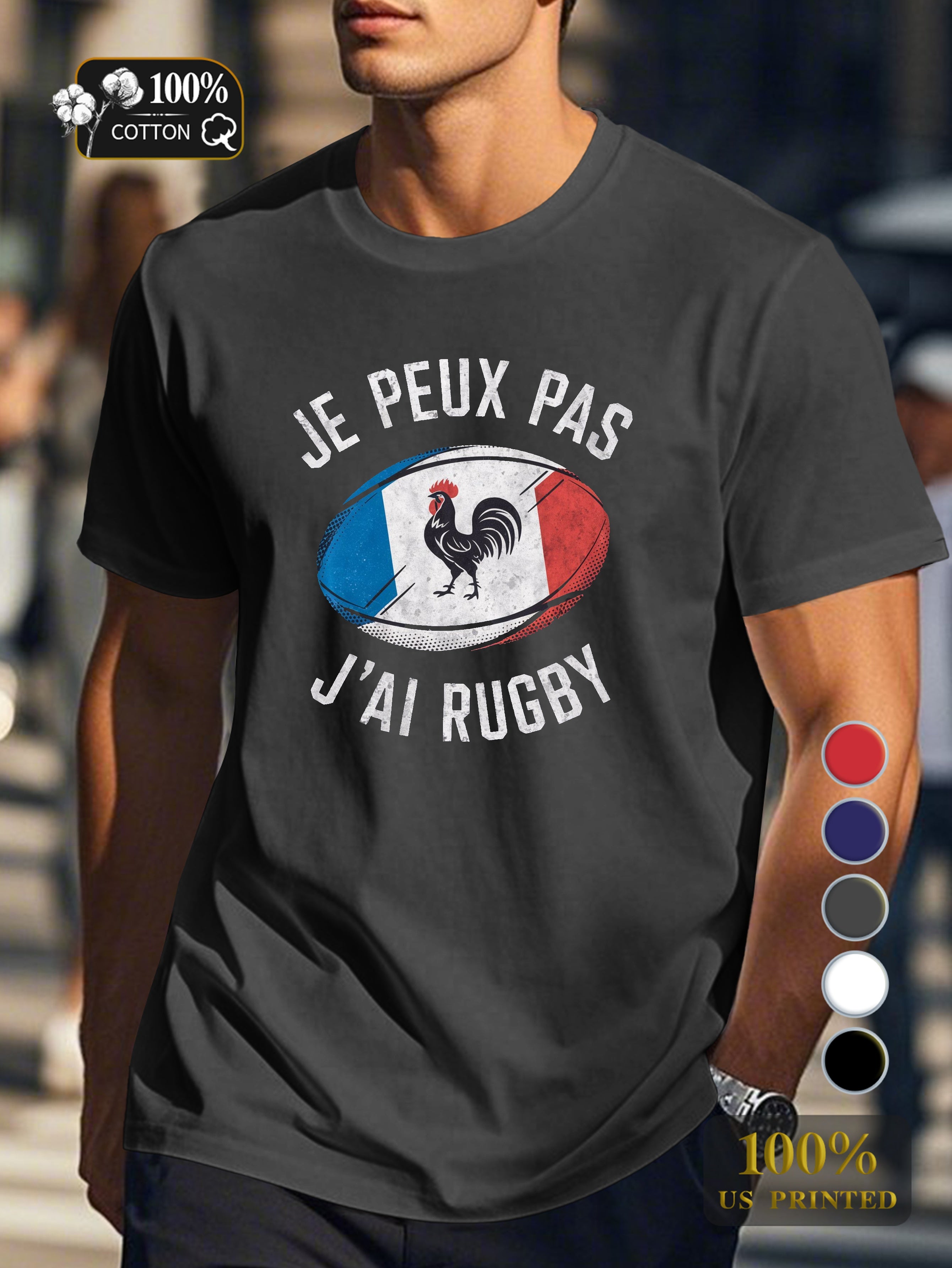 I CAN T I HAVE RUGBY illustration Men's pure cotton Tshirt Comfort Fit