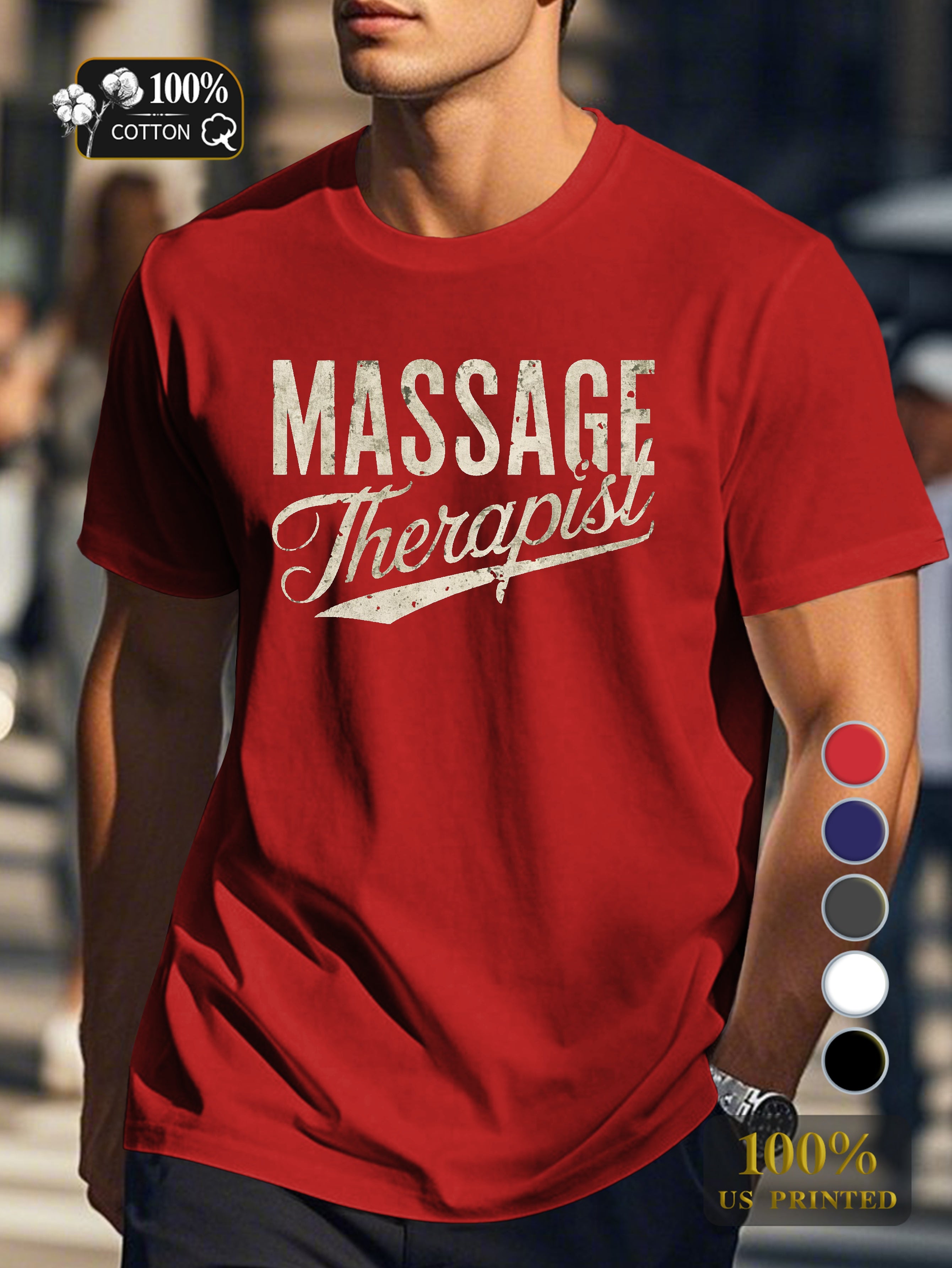 Massage Therapist Men's pure cotton Tshirt Comfort Fit