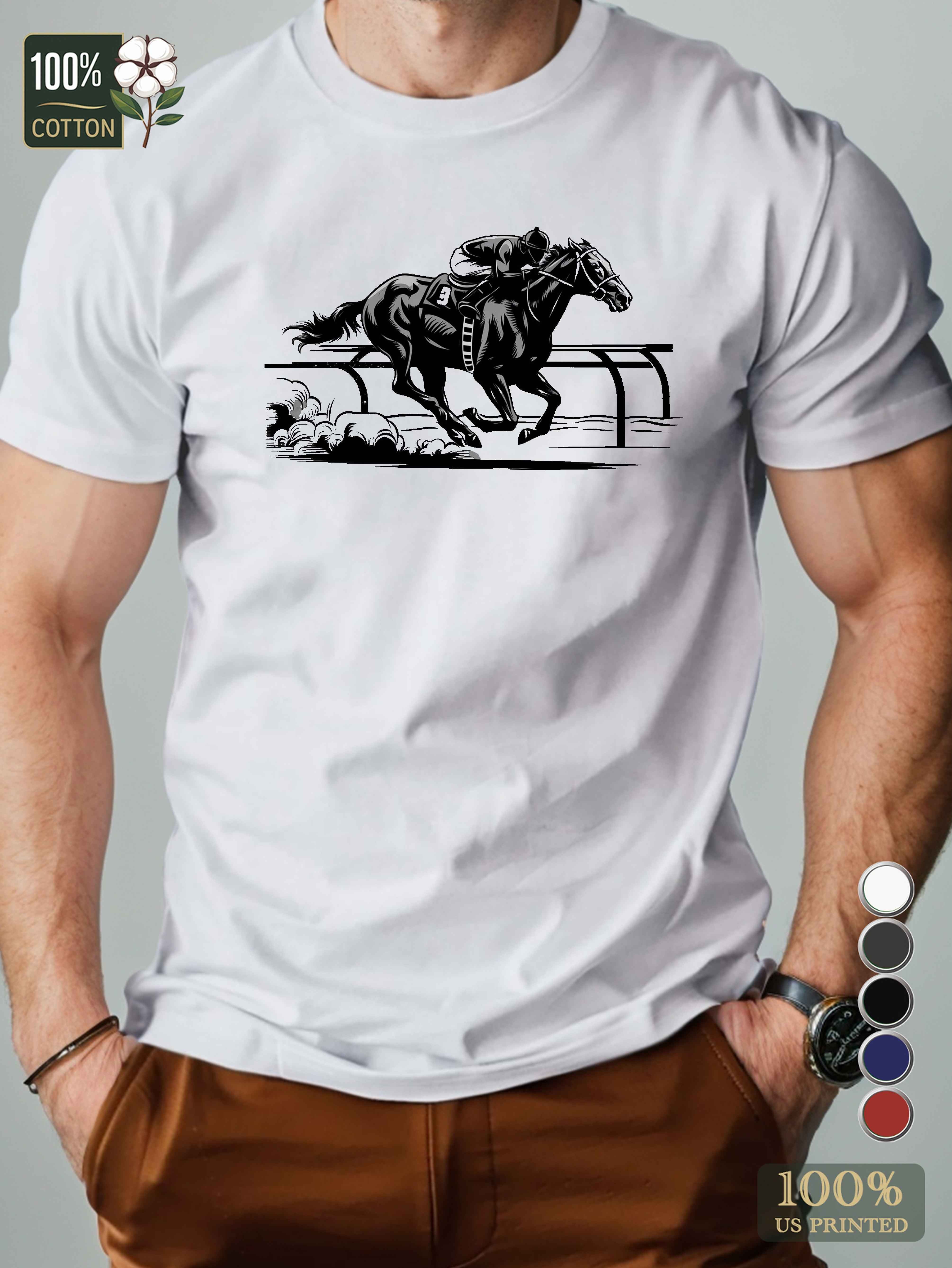 vintage horse racing Men's pure cotton Tshirt Comfort Fit
