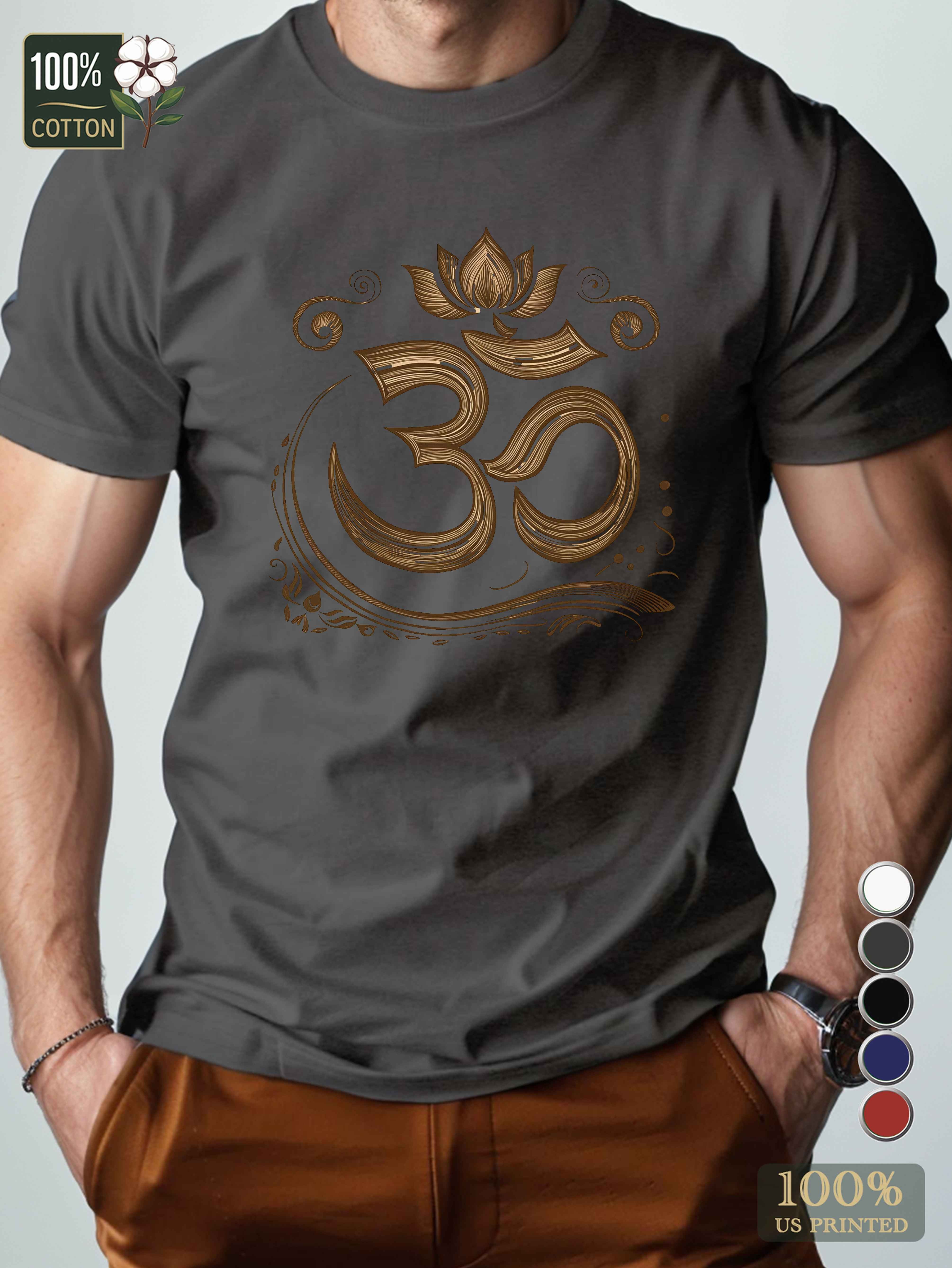 Stylized Om symbol pattern Men's pure cotton Tshirt Comfort Fit