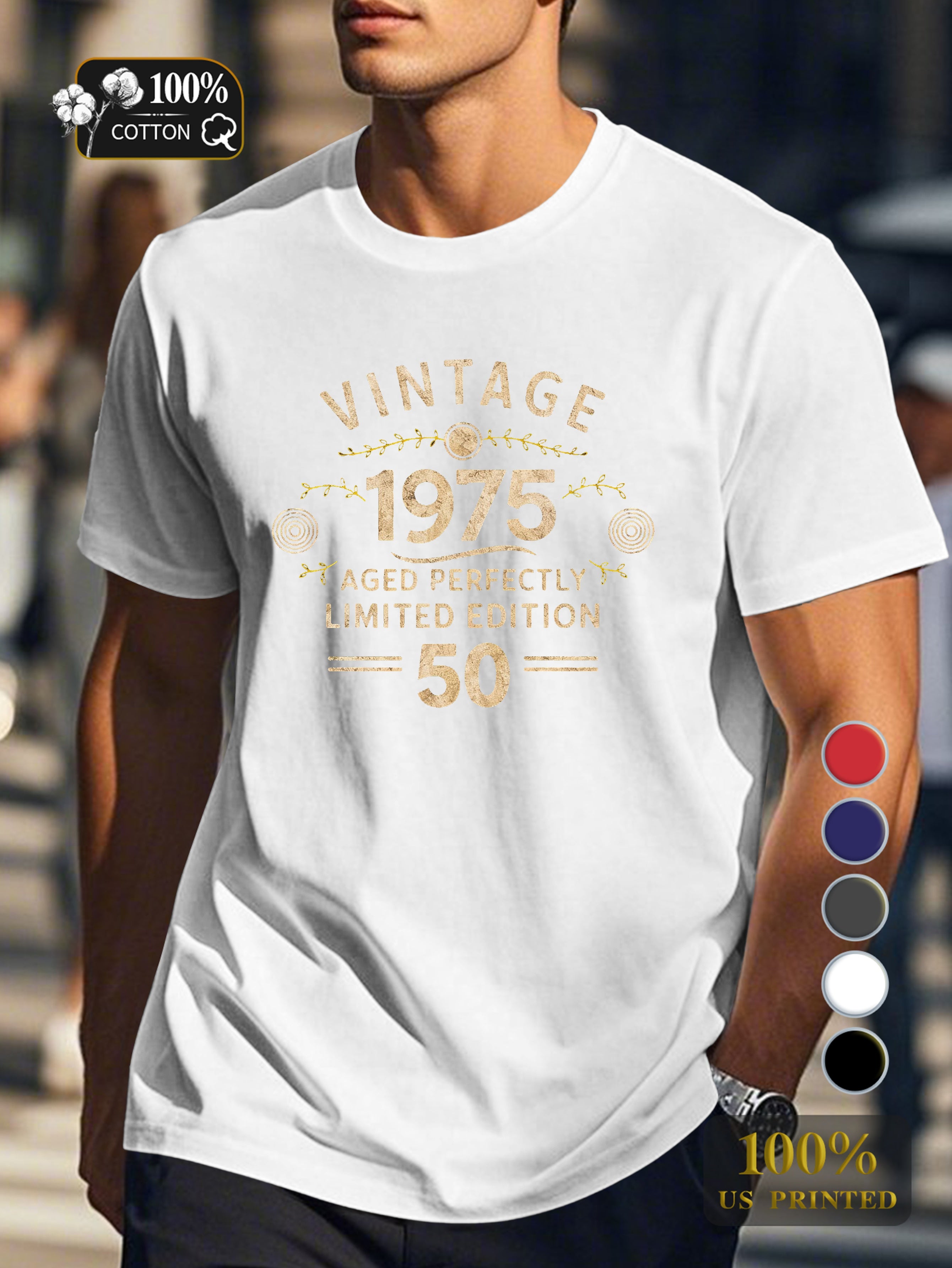 VINTAGE 1975 AGED PERFECTLY Men's pure cotton Tshirt Comfort Fit