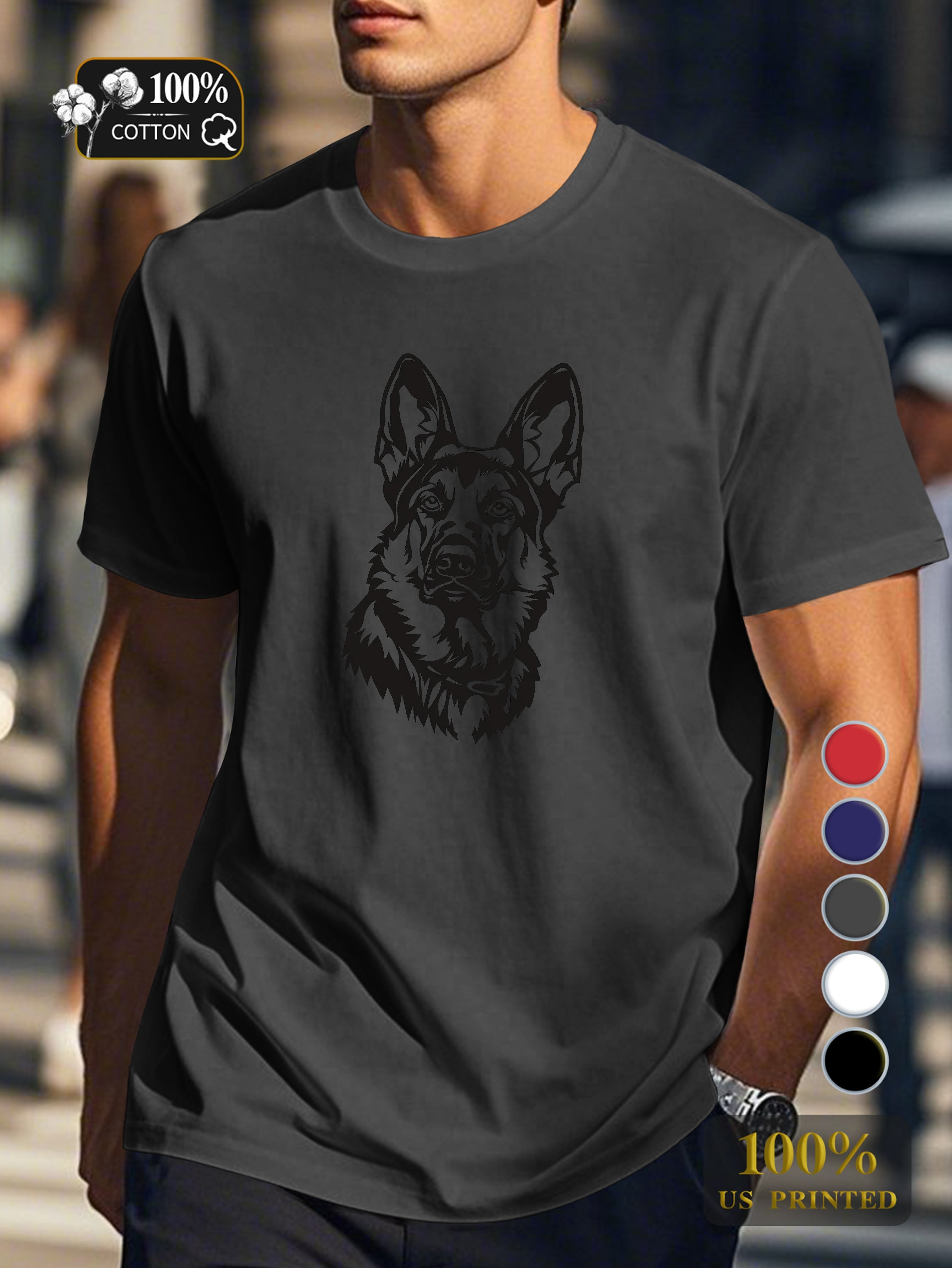 Stylized German Shepherd Outline Men's pure cotton Tshirt Comfort Fit