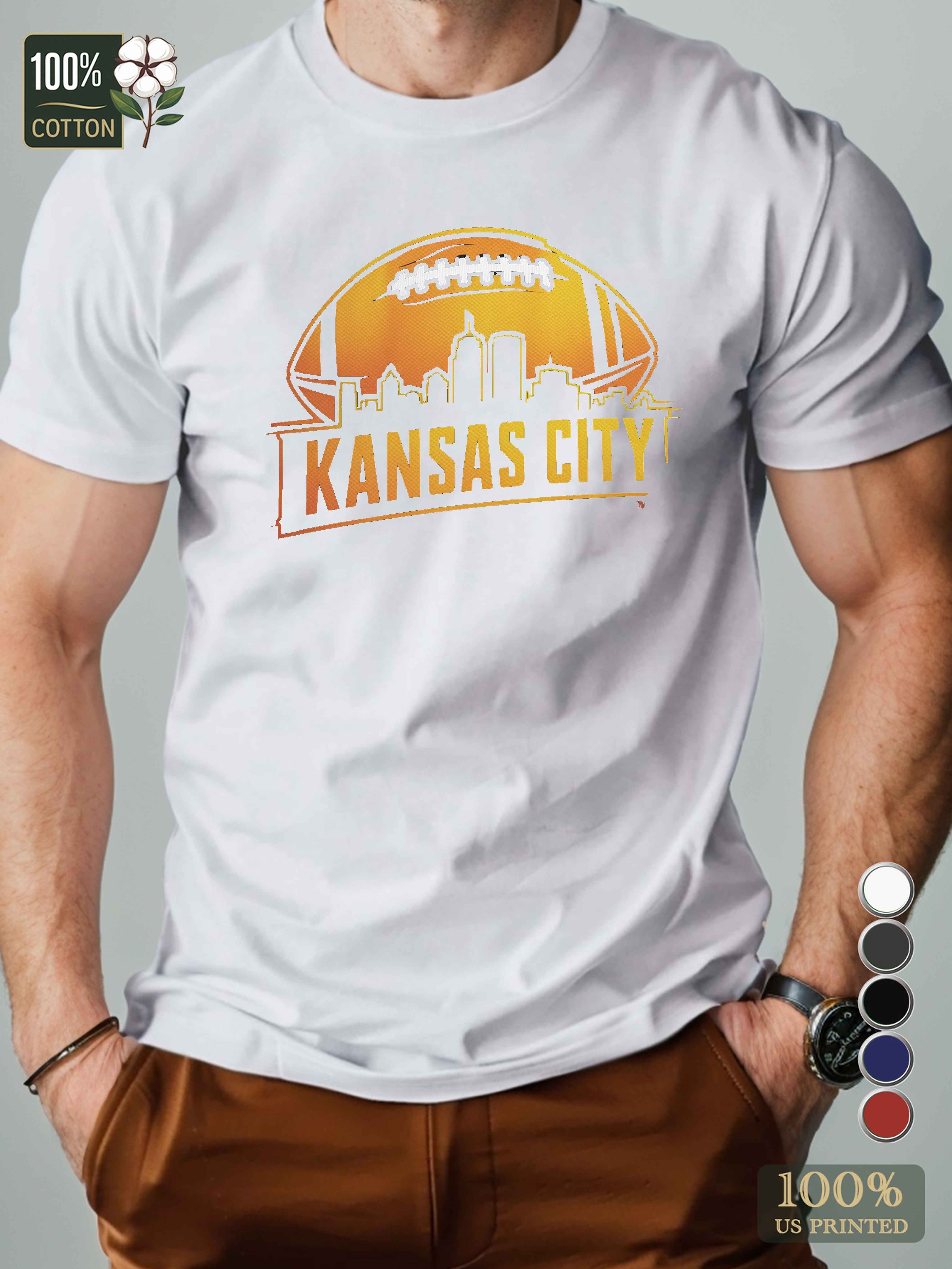 KANSAS CITY football skyline Men's pure cotton Tshirt Comfort Fit
