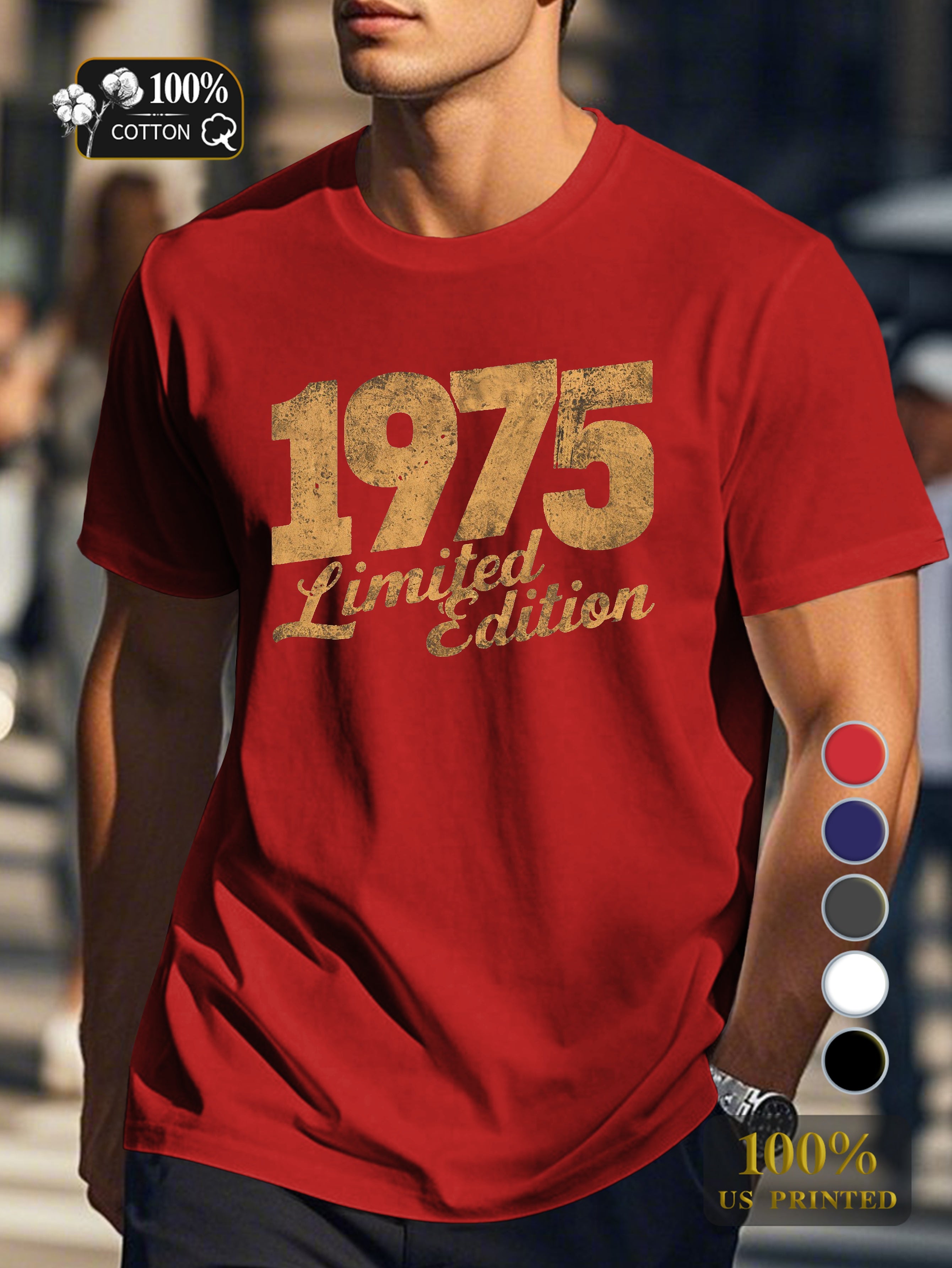 1975 LIMITED EDITION Men's pure cotton Tshirt Comfort Fit