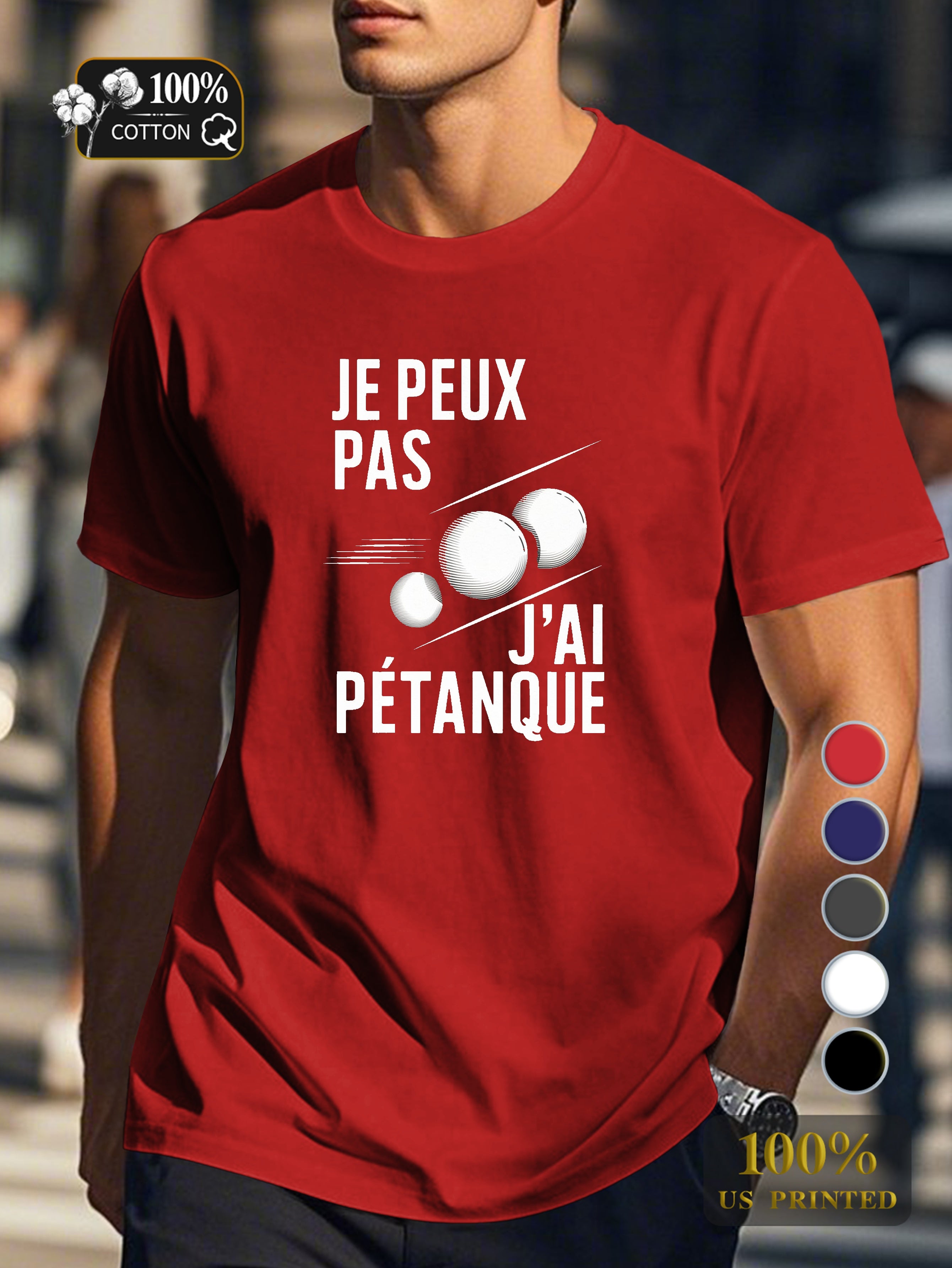 I CAN T I HAVE PETANQUE Men's pure cotton Tshirt Comfort Fit
