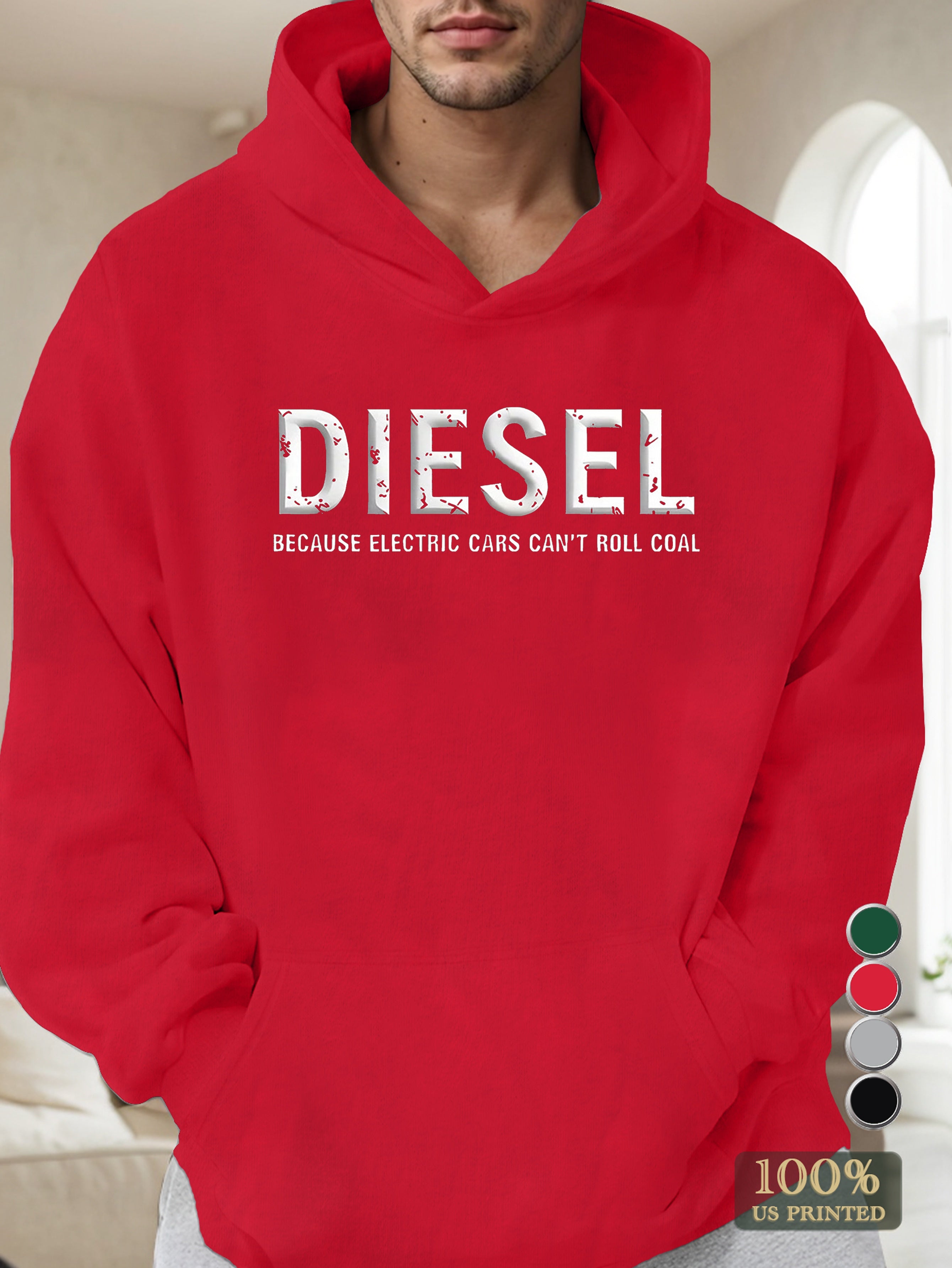 D Printed Letters Men's hooded sweatshirt