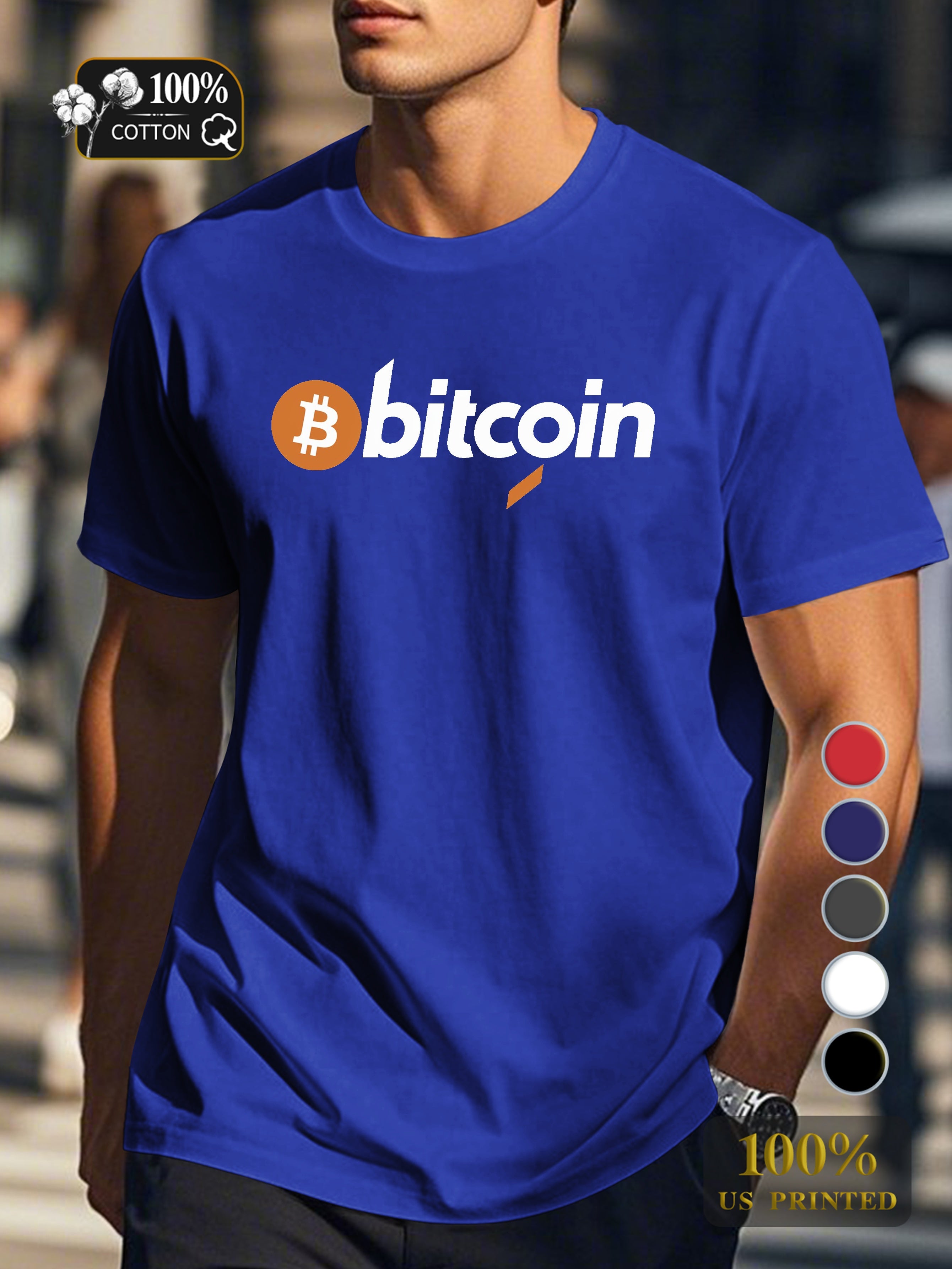 Bitcoin logo design Men's pure cotton Tshirt Comfort Fit