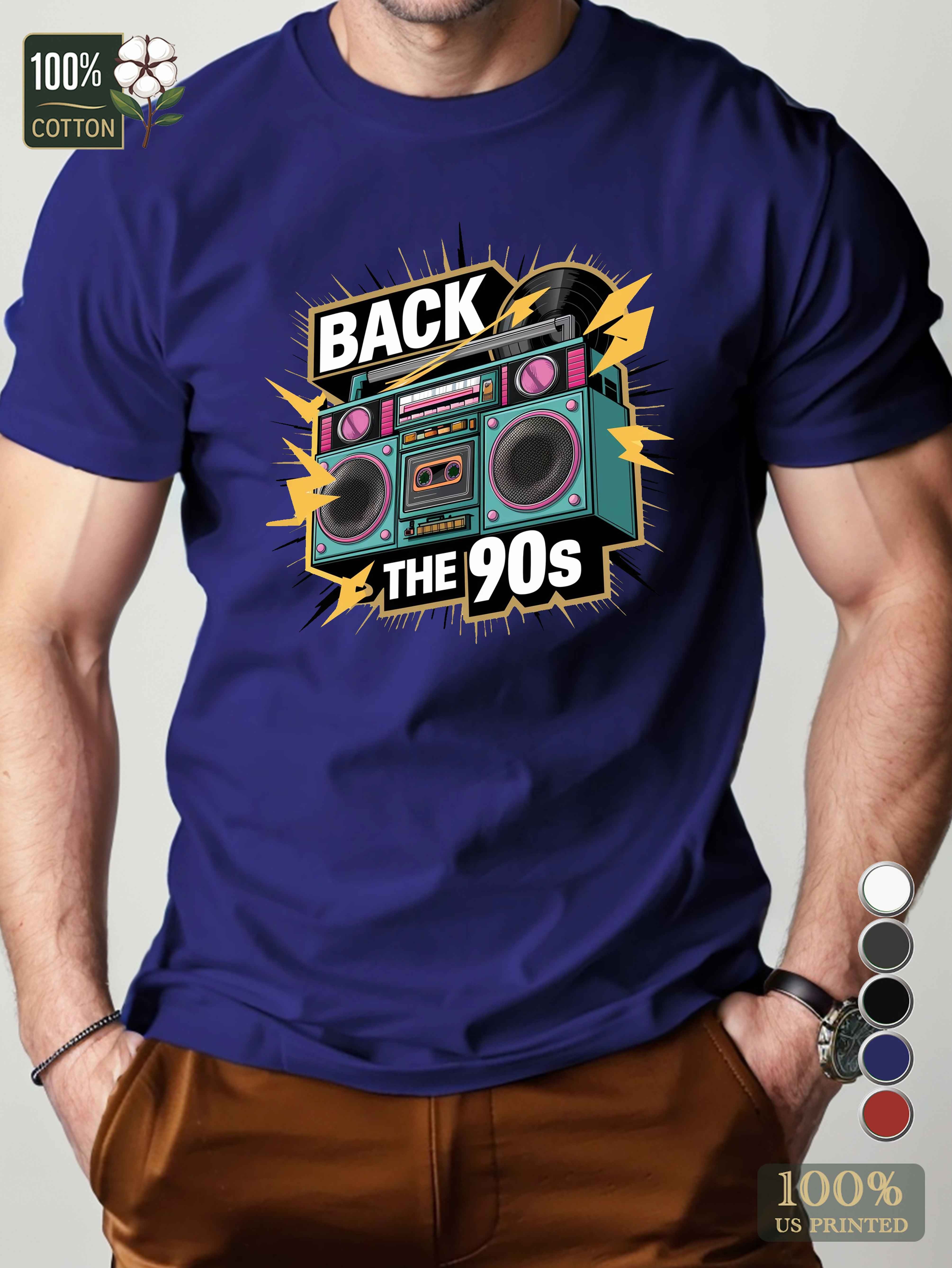 Retro styled boombox illustration Men's pure cotton Tshirt Comfort Fit