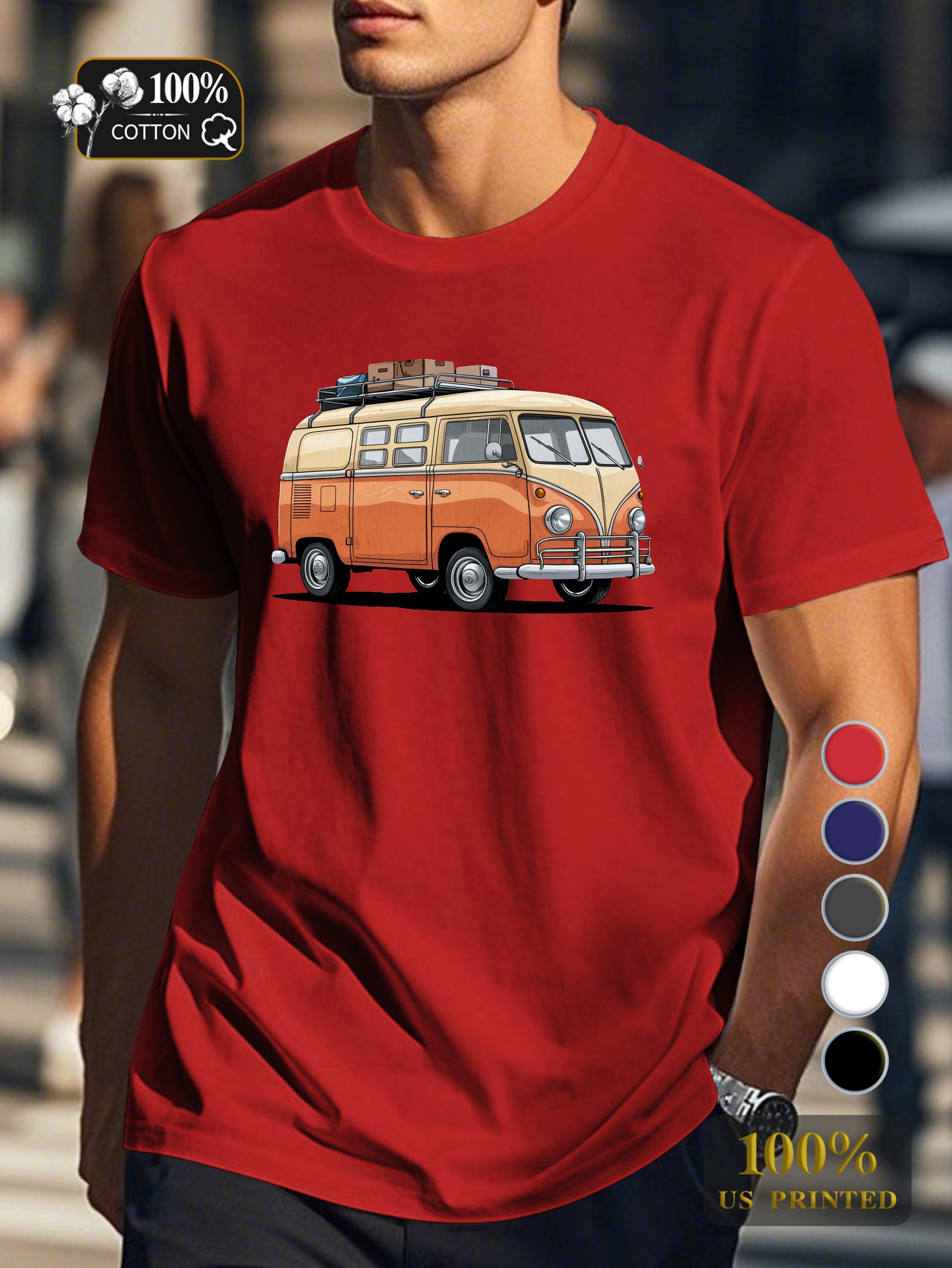 vintage two tone van illustration Men's pure cotton Tshirt Comfort Fit